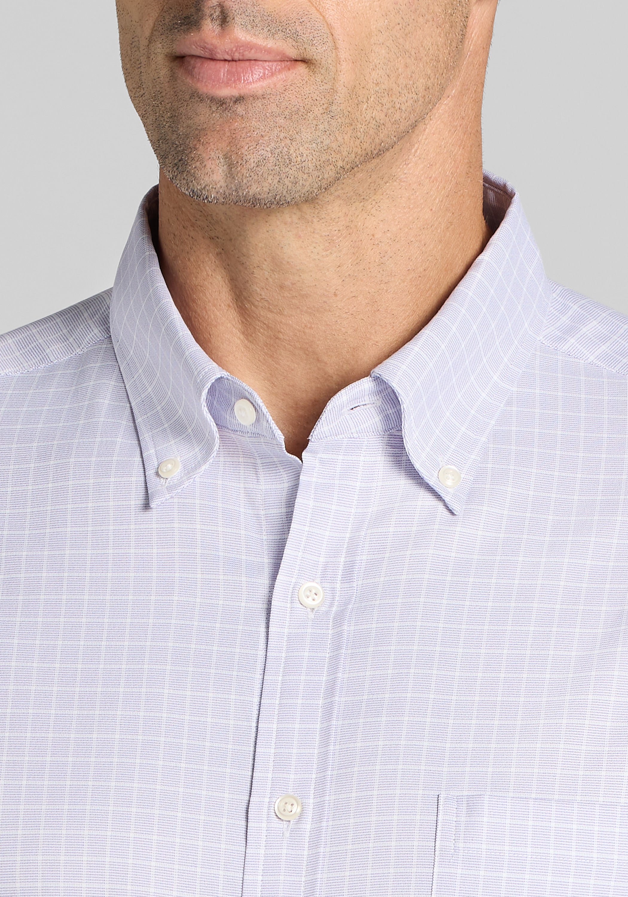 Men's New!, Traveler&reg; COOL<i>MOTION</i> Tailored Fit Textured Check Button Up Shirt - Jos A Bank