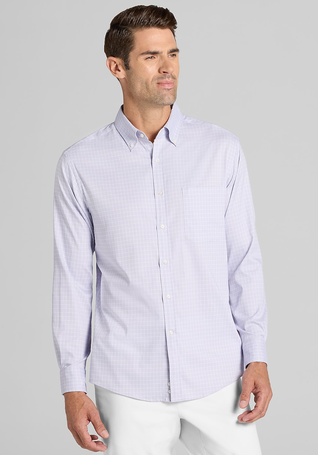 Traveler&reg; COOL<i>MOTION</i> Tailored Fit Textured Check Button Up Shirt