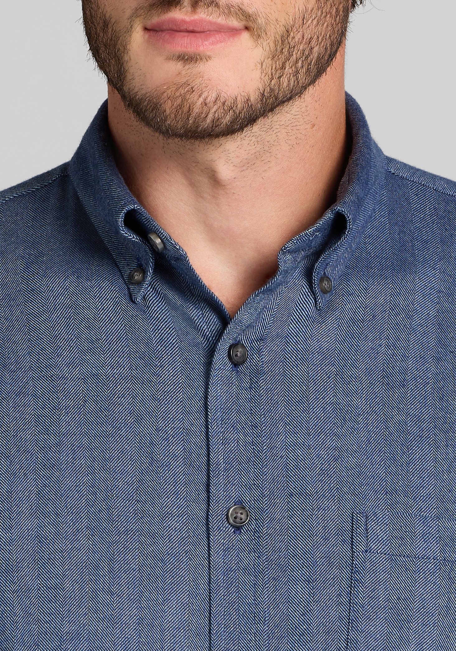 Jos. A. Bank Tailored Fit Herringbone Peached Button Up Shirt