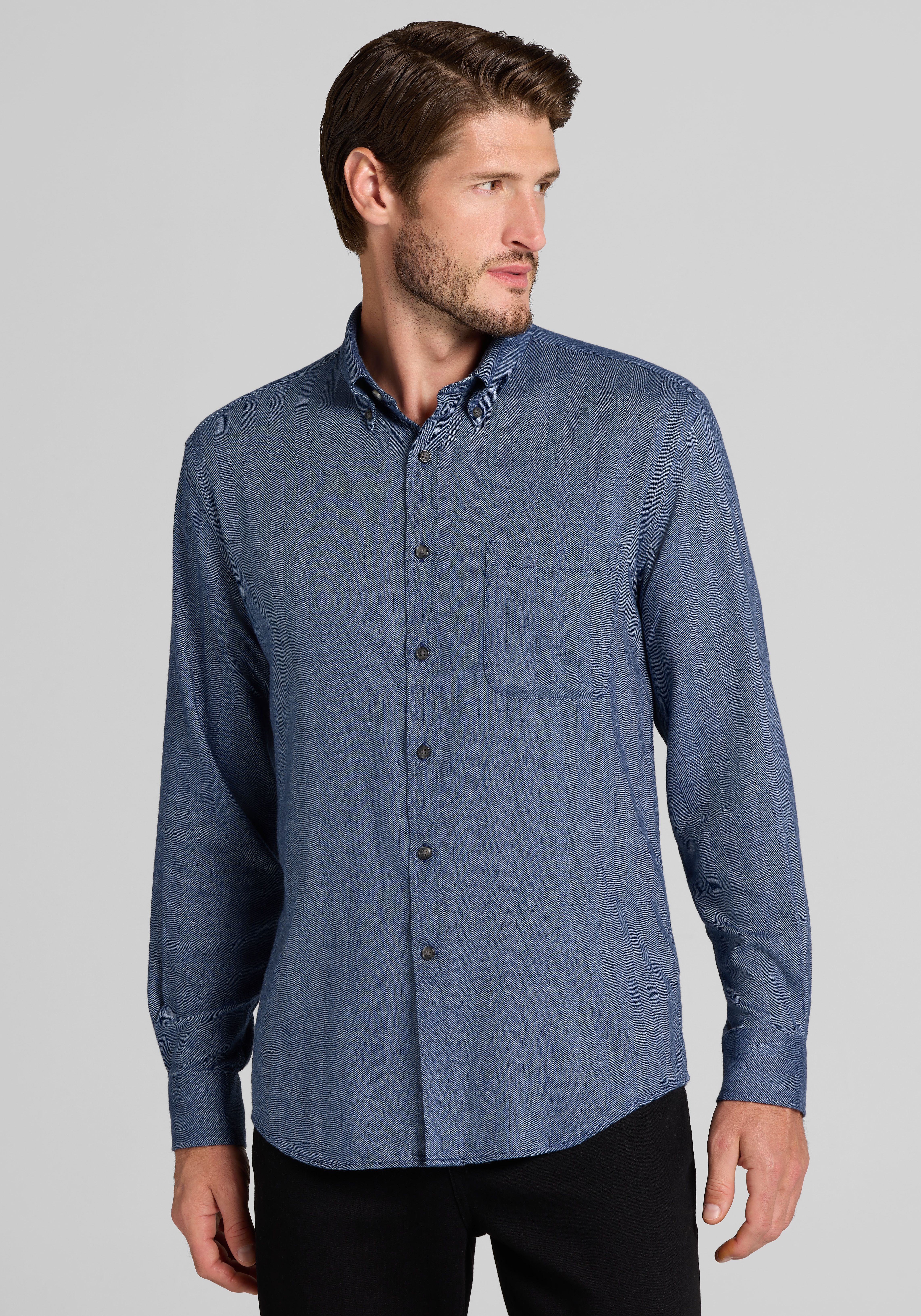 Jos. A. Bank Tailored Fit Herringbone Peached Button Up Shirt