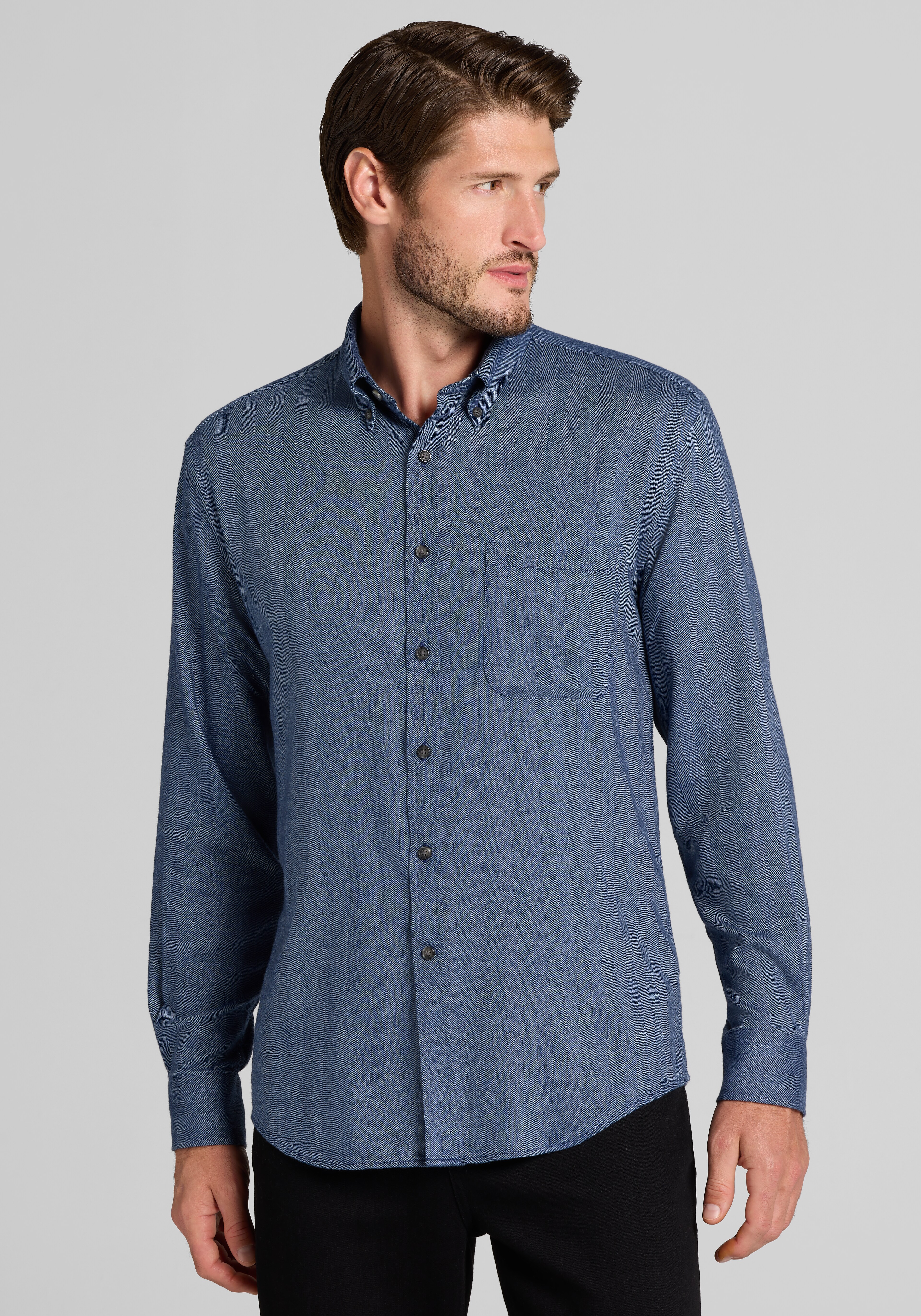 Jos. A. Bank Tailored Fit Herringbone Peached Button Up Shirt