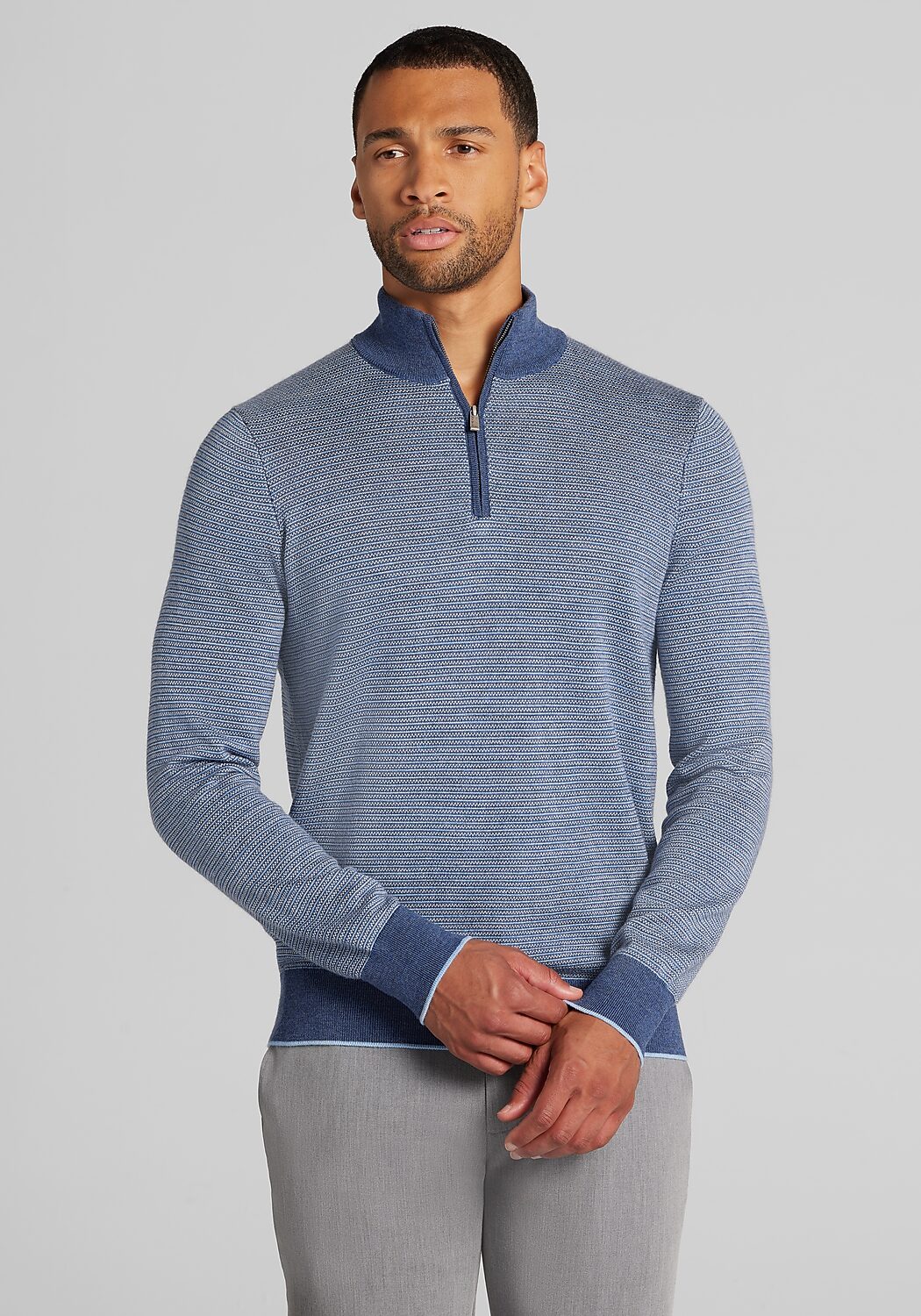 Jos. A. Bank Tailored Fit Textured Stitch 1/4-Zip Sweater