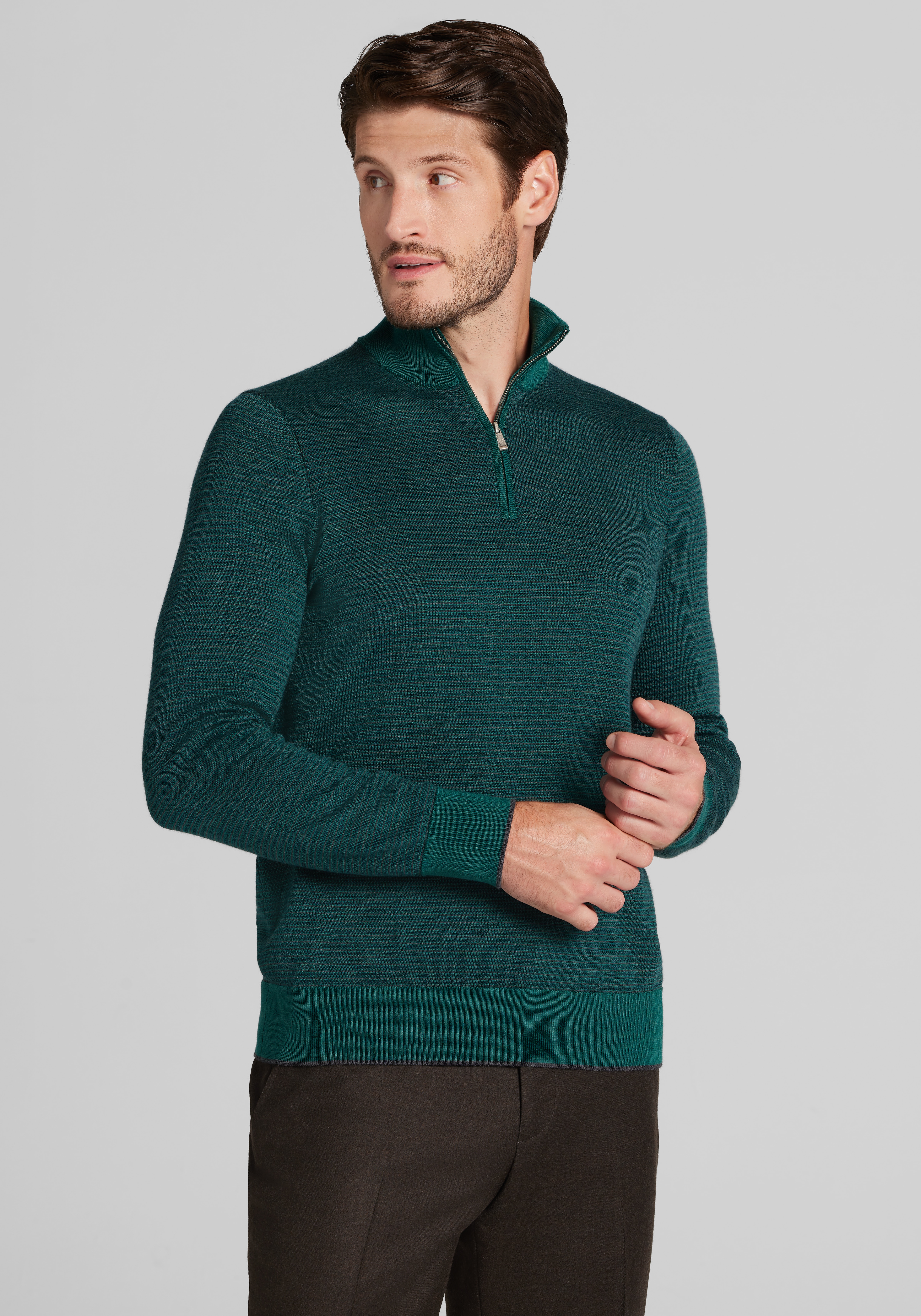 Jos. A. Bank Tailored Fit Textured Stitch 1/4-Zip Sweater
