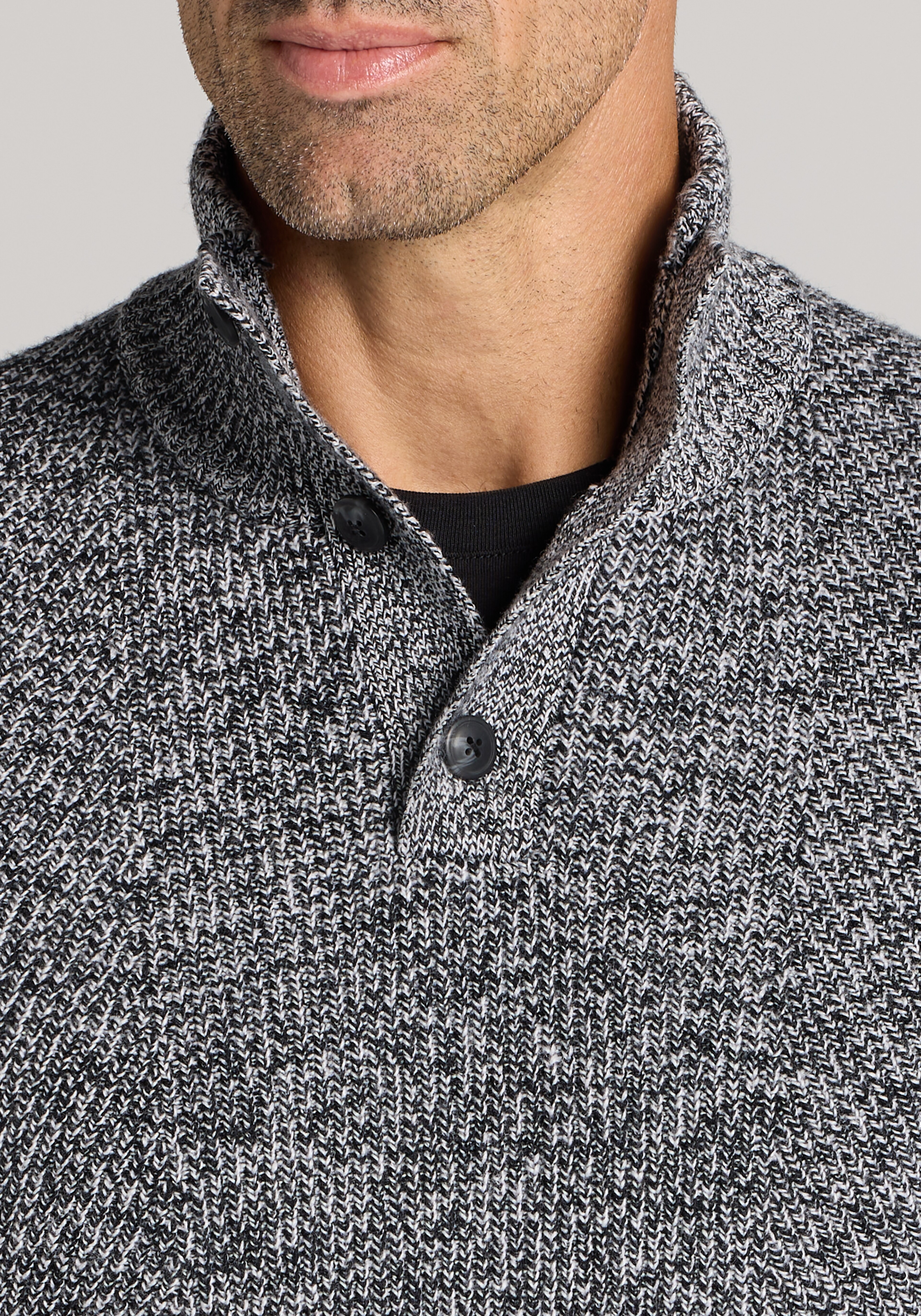 Traveler® Tailored Fit Wool Blend Chunky Marled Mock Neck Sweater