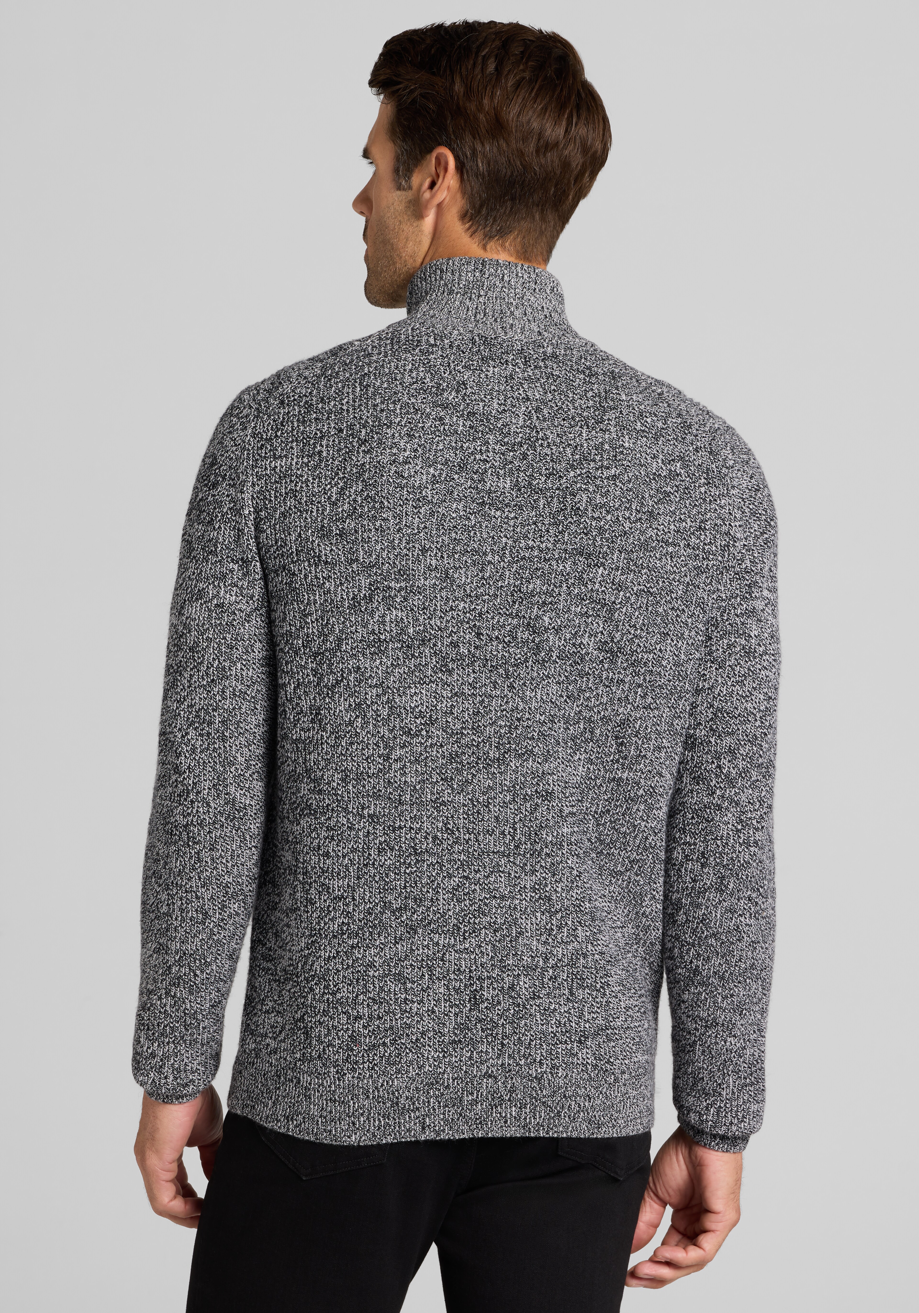 Traveler® Tailored Fit Wool Blend Chunky Marled Mock Neck Sweater