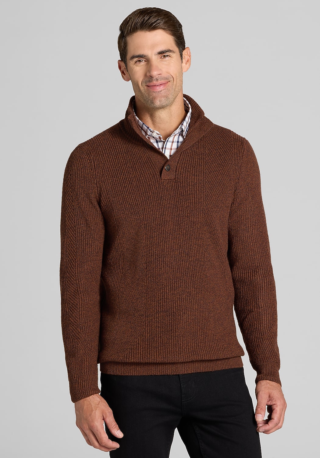 Traveler Tailored Fit Chunky Marled Mock Neck Sweater
