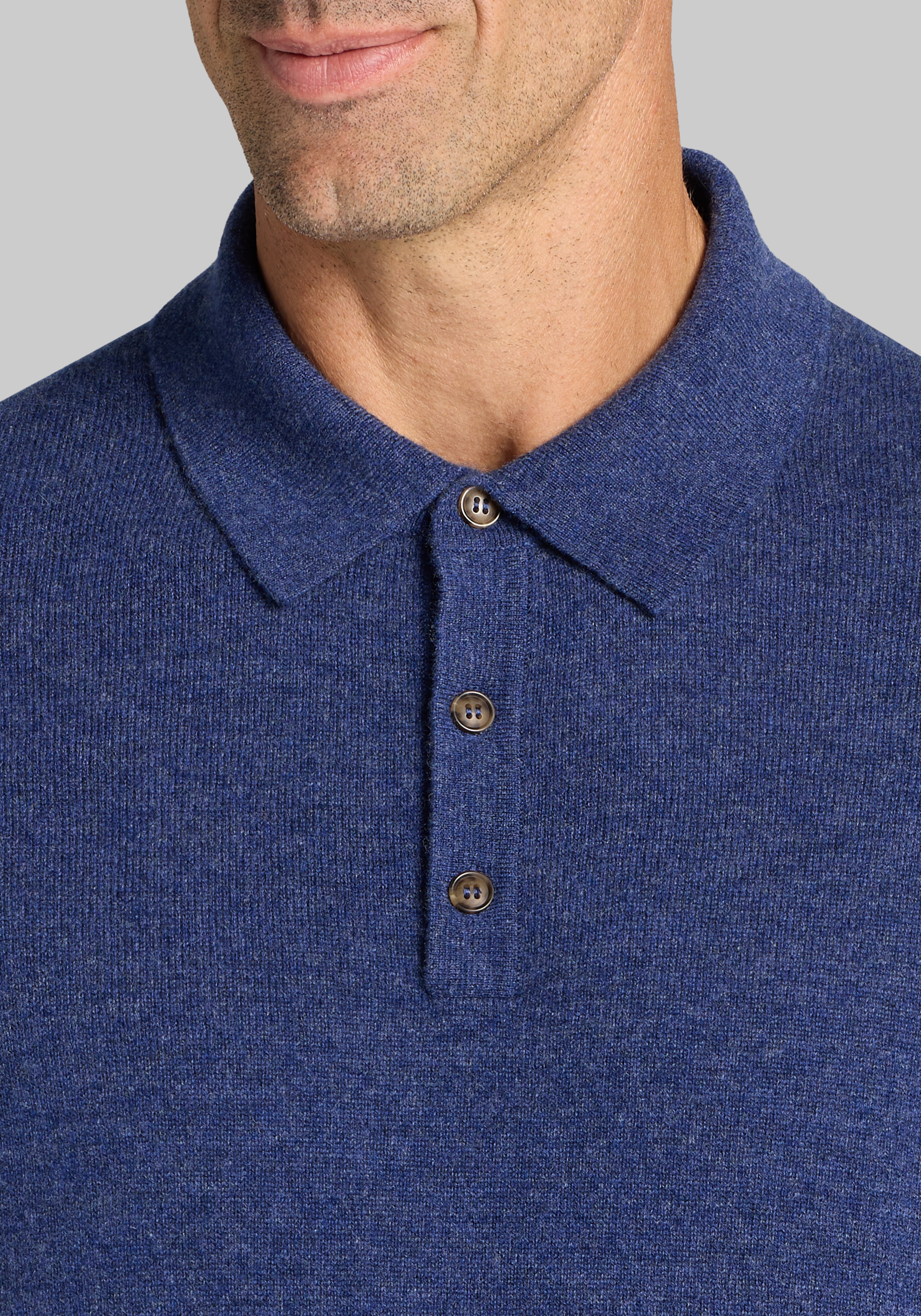 Reserve Tailored Fit 100% Cashmere Long-Sleeve Polo Sweater