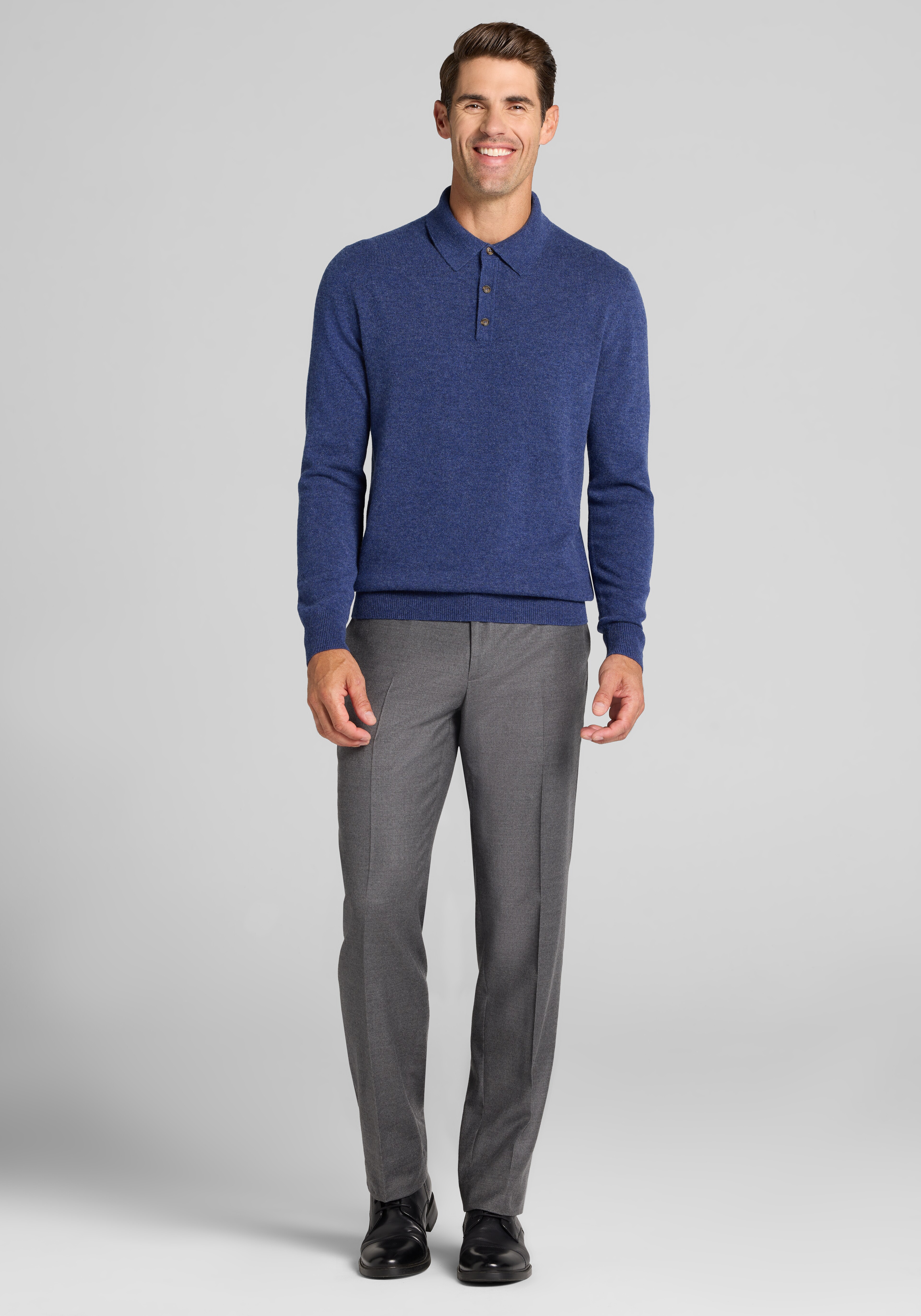 Reserve Tailored Fit 100% Cashmere Long-Sleeve Polo Sweater