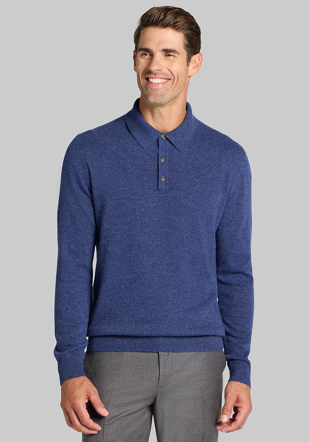 Reserve Collection Tailored Fit Cashmere Long-Sleeve Polo Sweater
