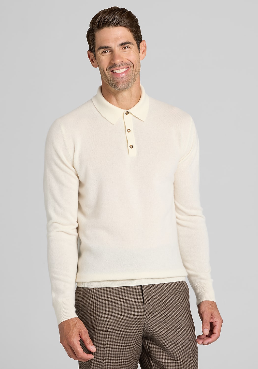 Reserve Collection Tailored Fit Cashmere Long-Sleeve Polo Sweater