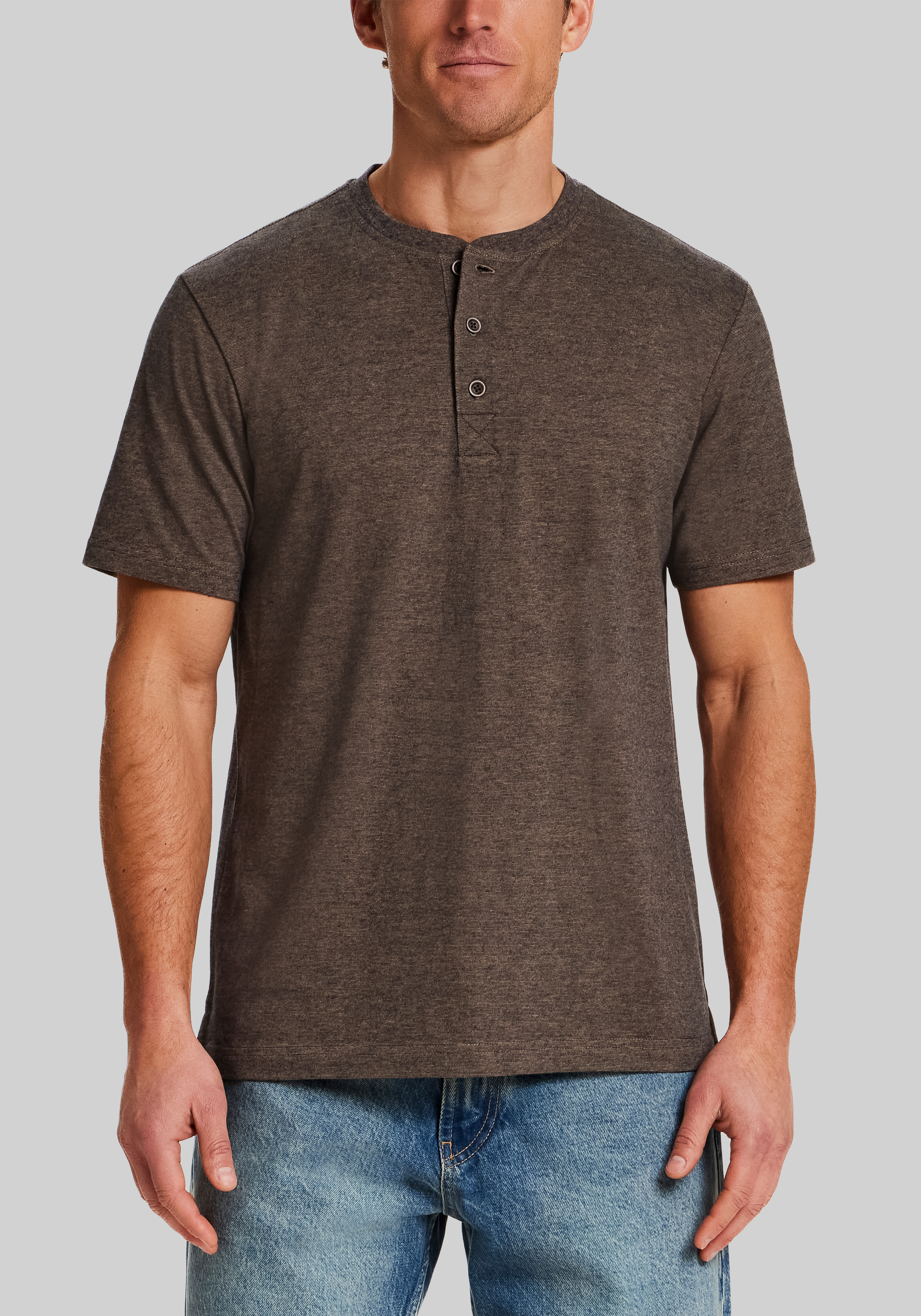 Men's New!, Weatherproof Vintage Traditional Fit Microstripe Short Sleeve Henley - Jos A Bank