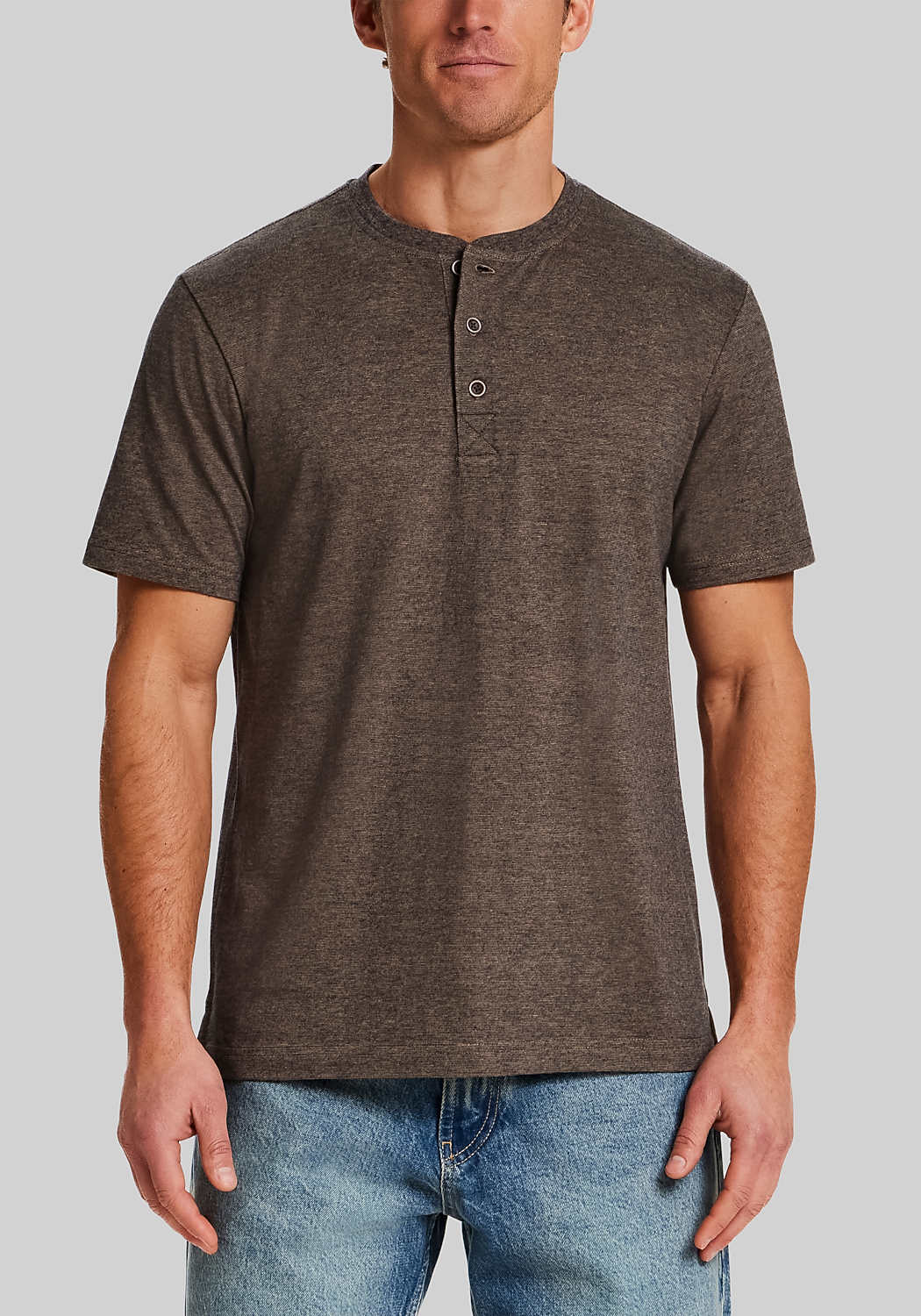 Weatherproof Vintage Traditional Fit Microstripe Short Sleeve Henley