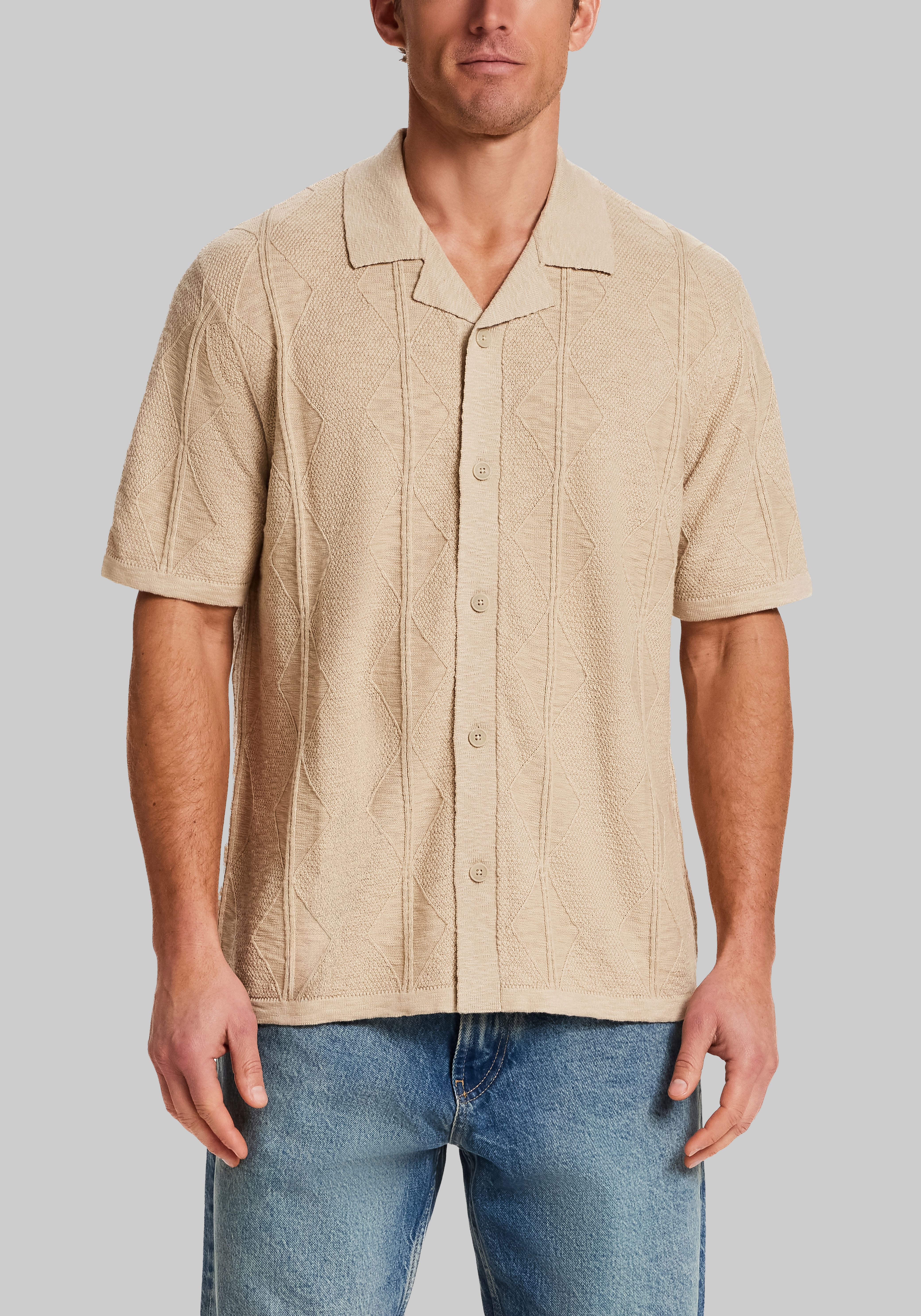 Men's New!, Weatherproof Vintage Traditional Fit Diamond Short Sleeve Sweater - Jos A Bank