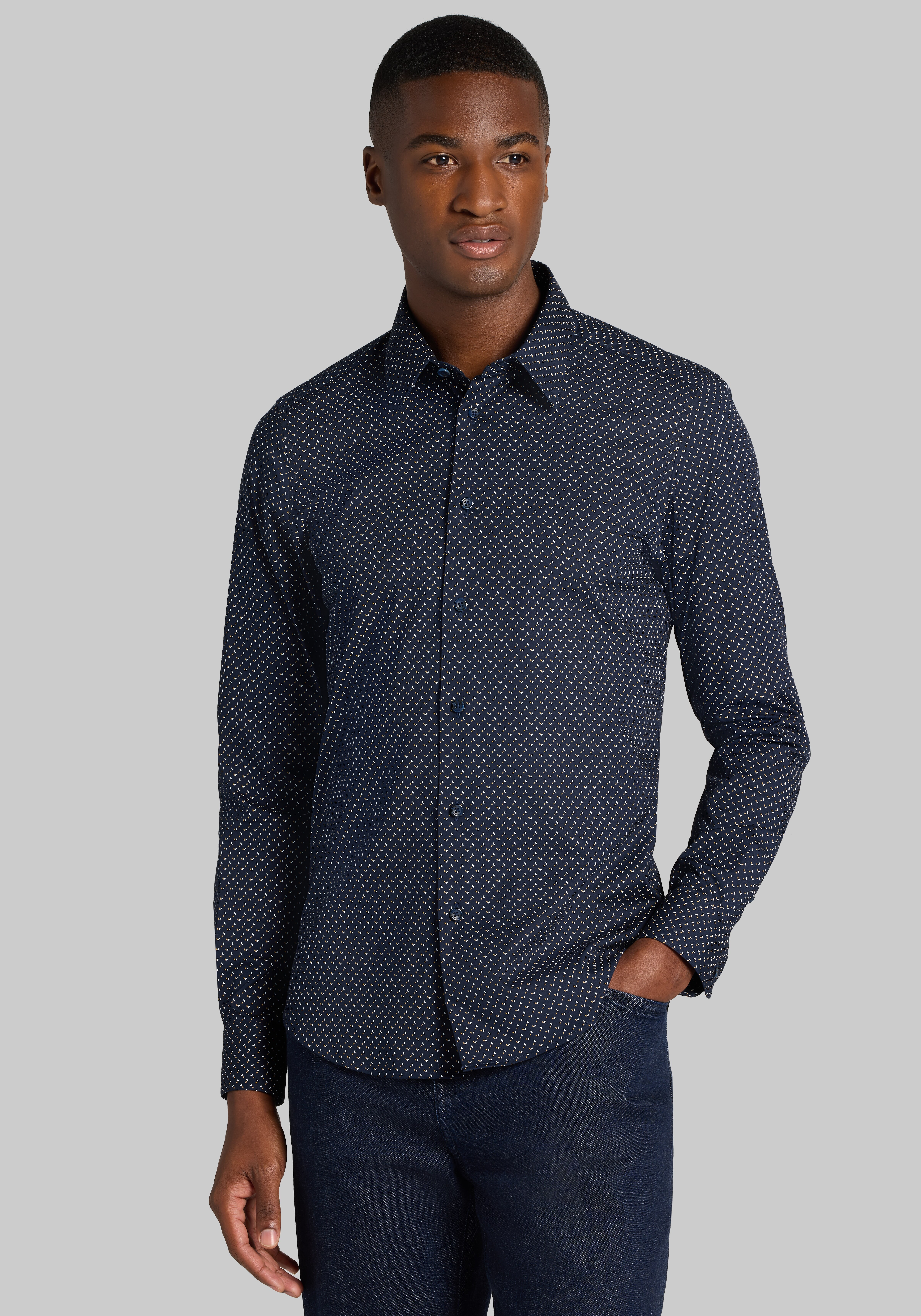 Men's Casual Tops, Paisley & Gray Slim Fit Micro Geo Button Up Shirt - Jos A Bank