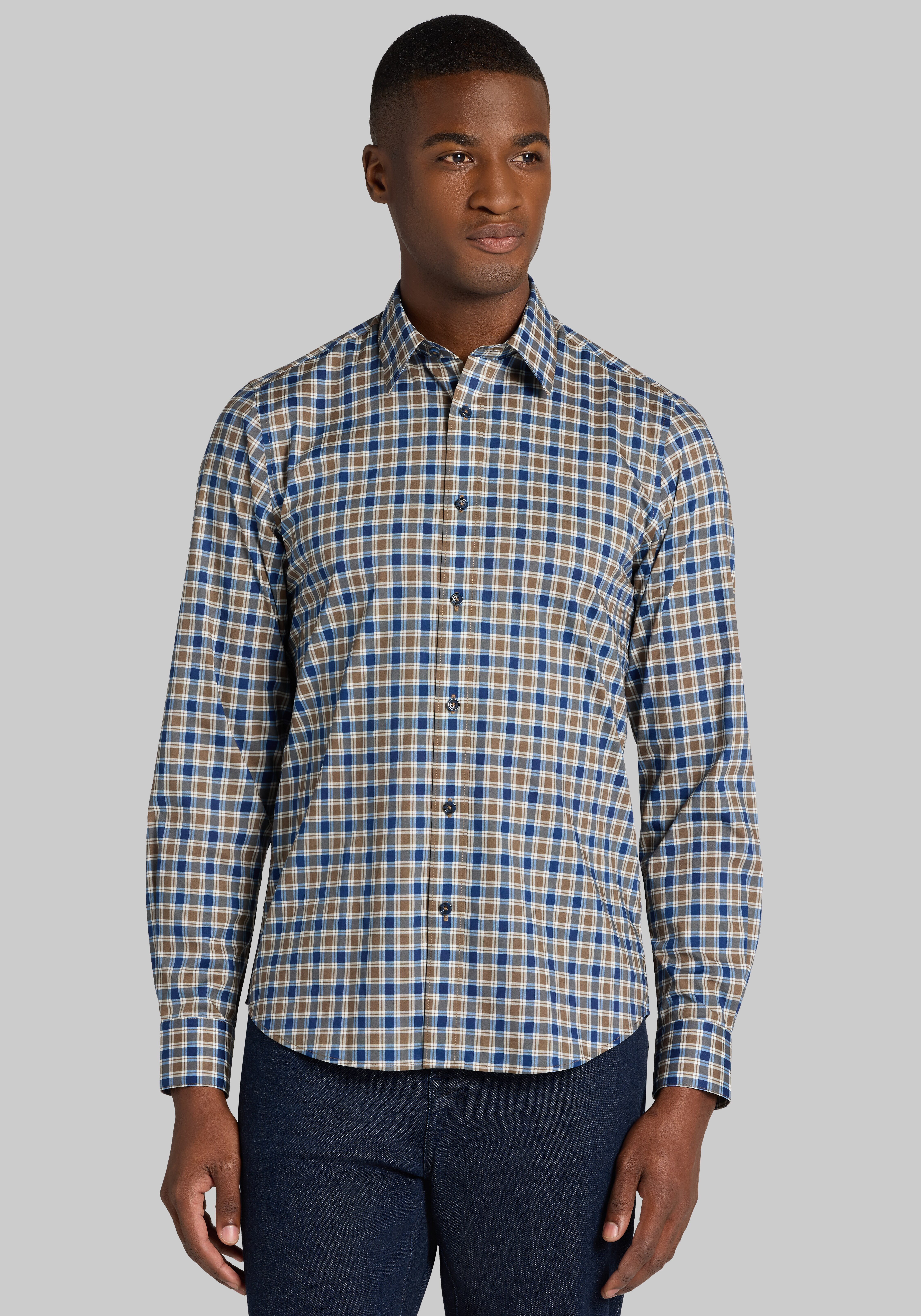 Men's Casual Tops, Paisley & Gray Slim Fit Check Button Up Shirt - Jos A Bank