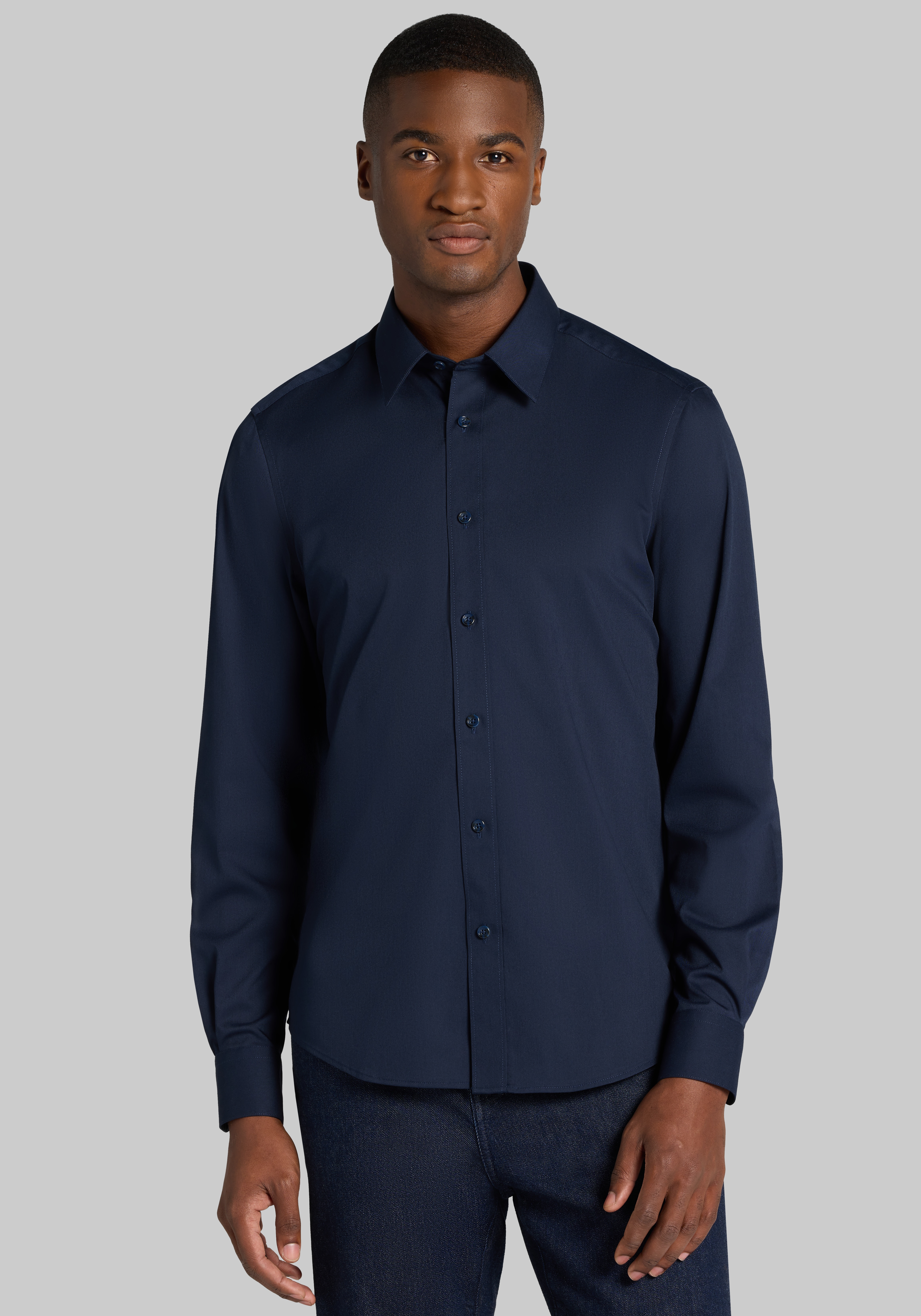 Men's Special Categories, Paisley & Gray Slim Fit Solid Button Up Shirt - Jos A Bank