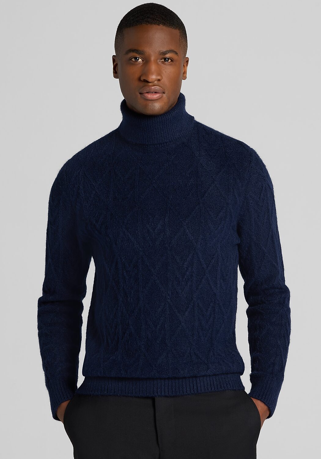 Paisley & Gray Slim Fit Chunky Patterned Turtleneck Sweater