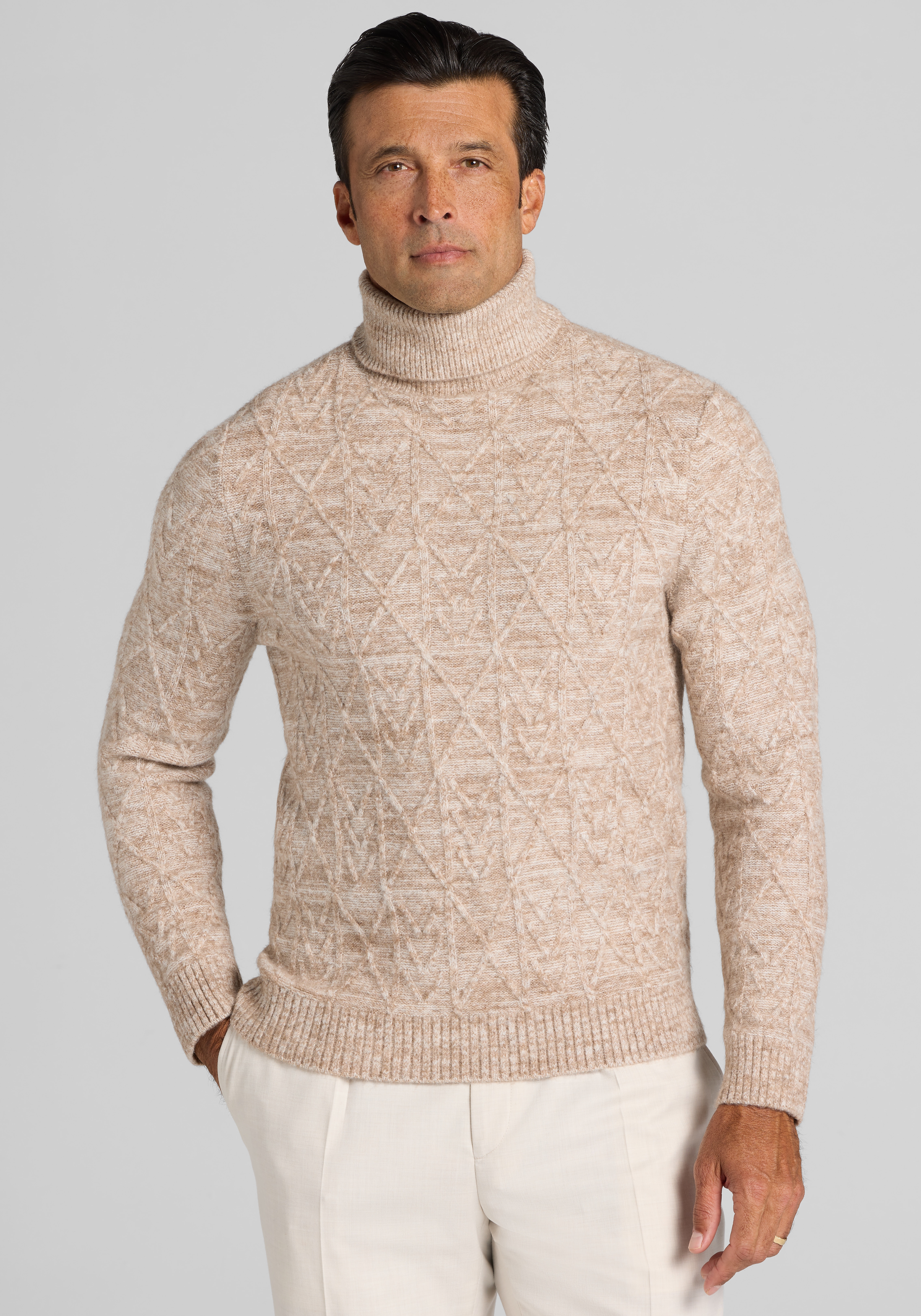 Men's Special Categories, Paisley & Gray Chunky Patterned Turtleneck Sweater - Jos A Bank