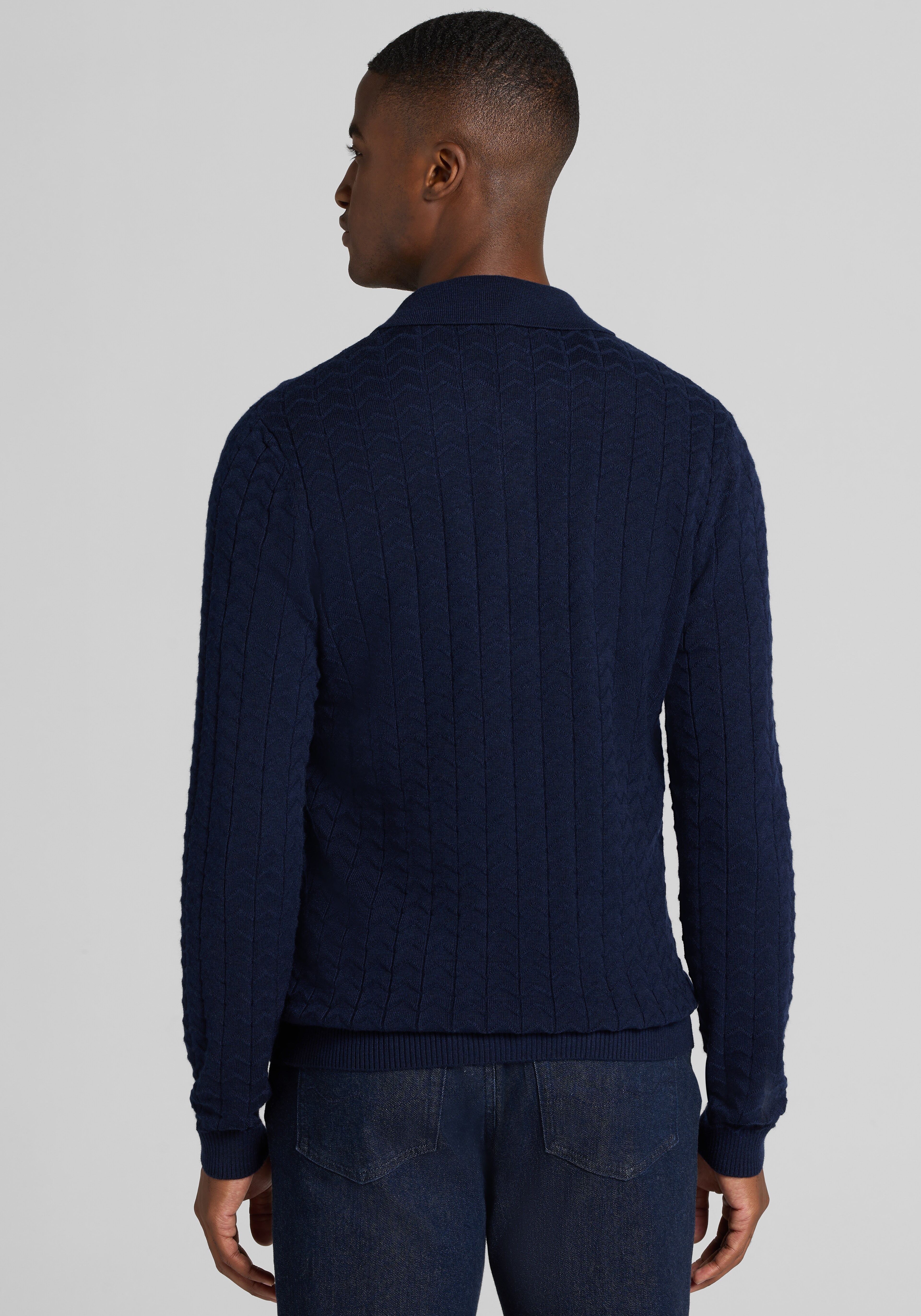 Paisley & Gray Chevron Pattern Long Sleeve Polo Sweater