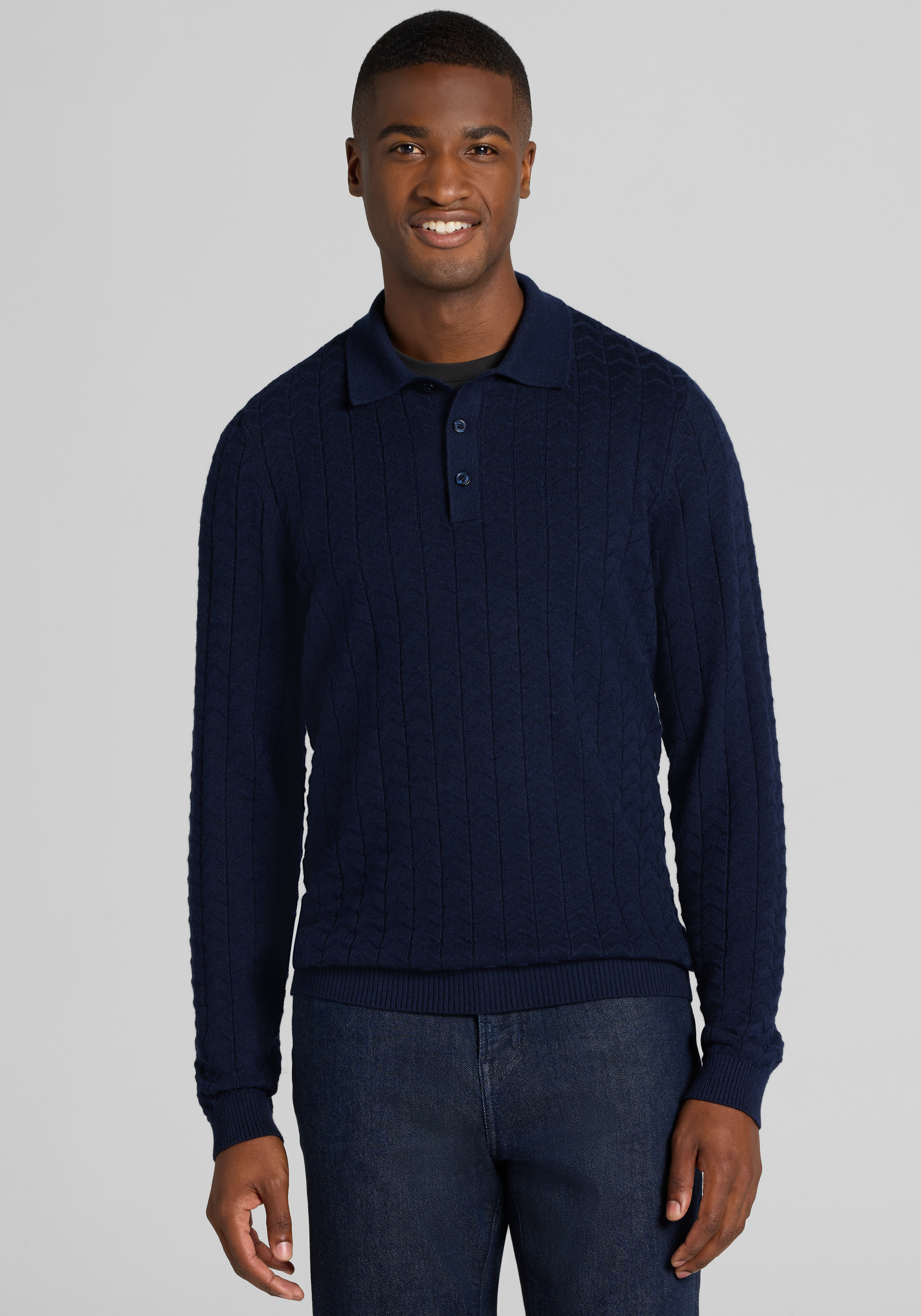 Paisley & Gray Chevron Pattern Long Sleeve Polo Sweater