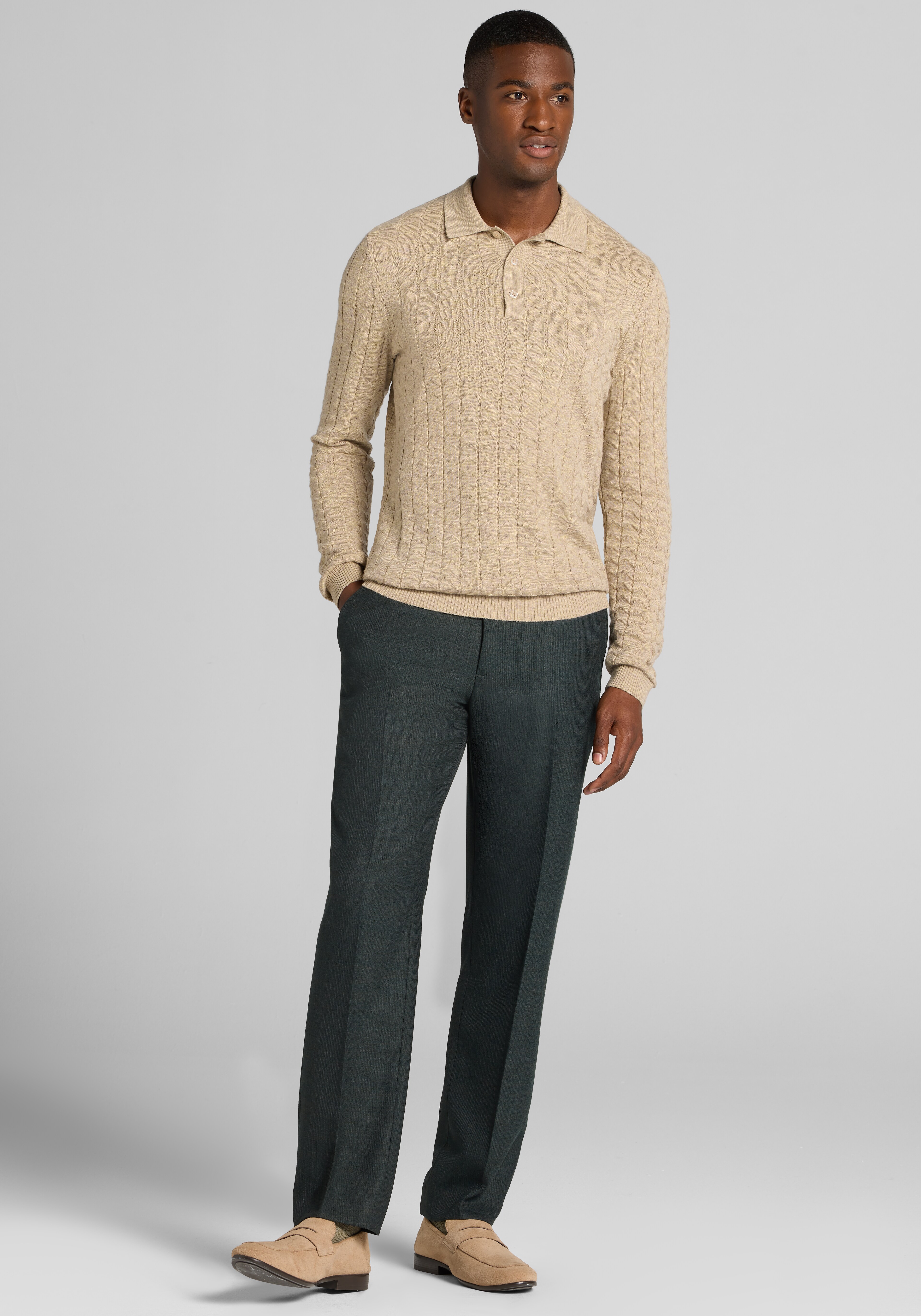 Paisley & Gray Chevron Pattern Long-Sleeve Polo Sweater