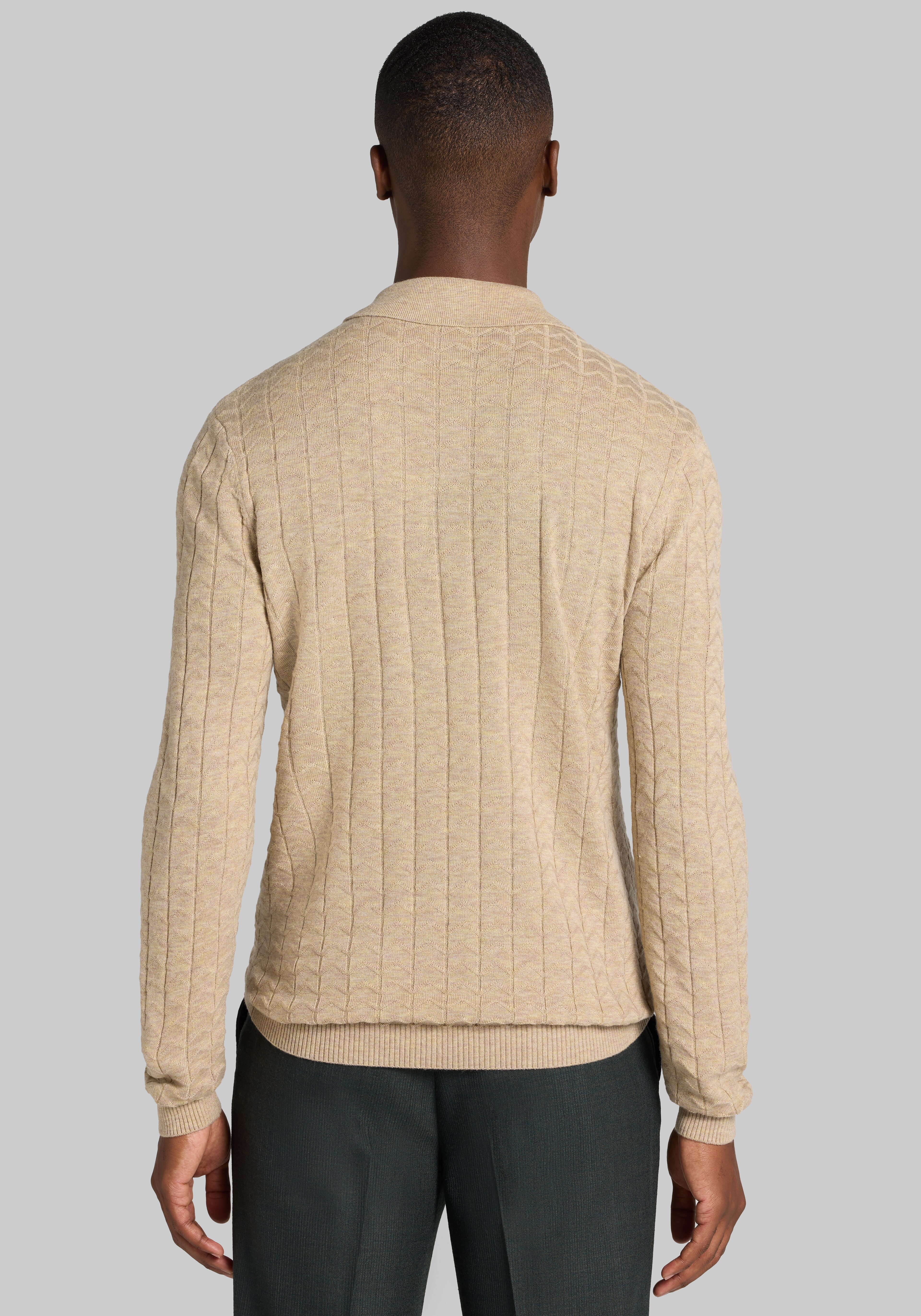 Paisley & Gray Chevron Pattern Long-Sleeve Polo Sweater