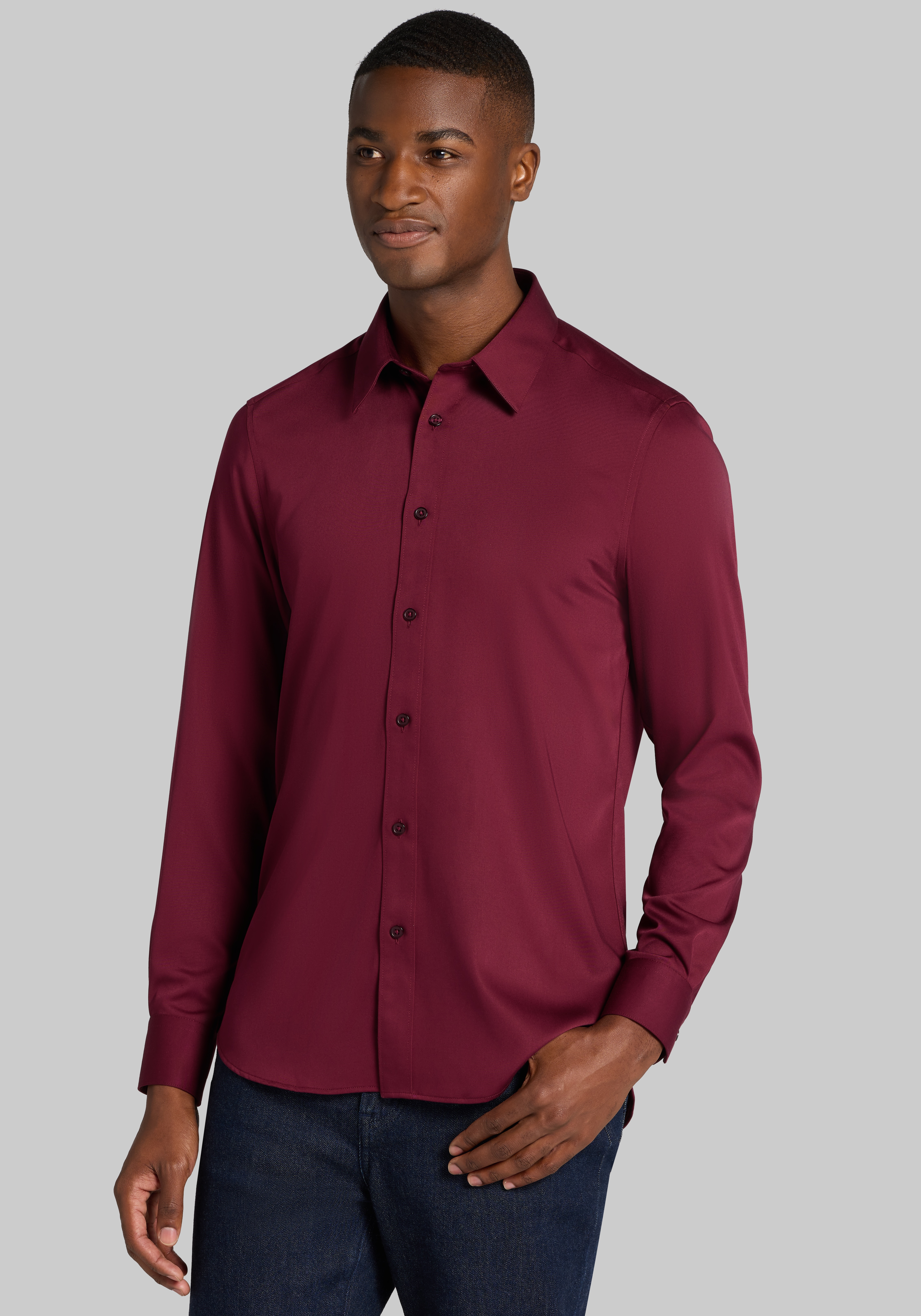 Men's Special Categories, Paisley & Gray Slim Fit Button Up Shirt - Jos A Bank