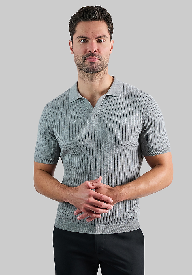 Haggar Slim Fit Johnny Collar Short Sleeve Sweater - Weatherproof