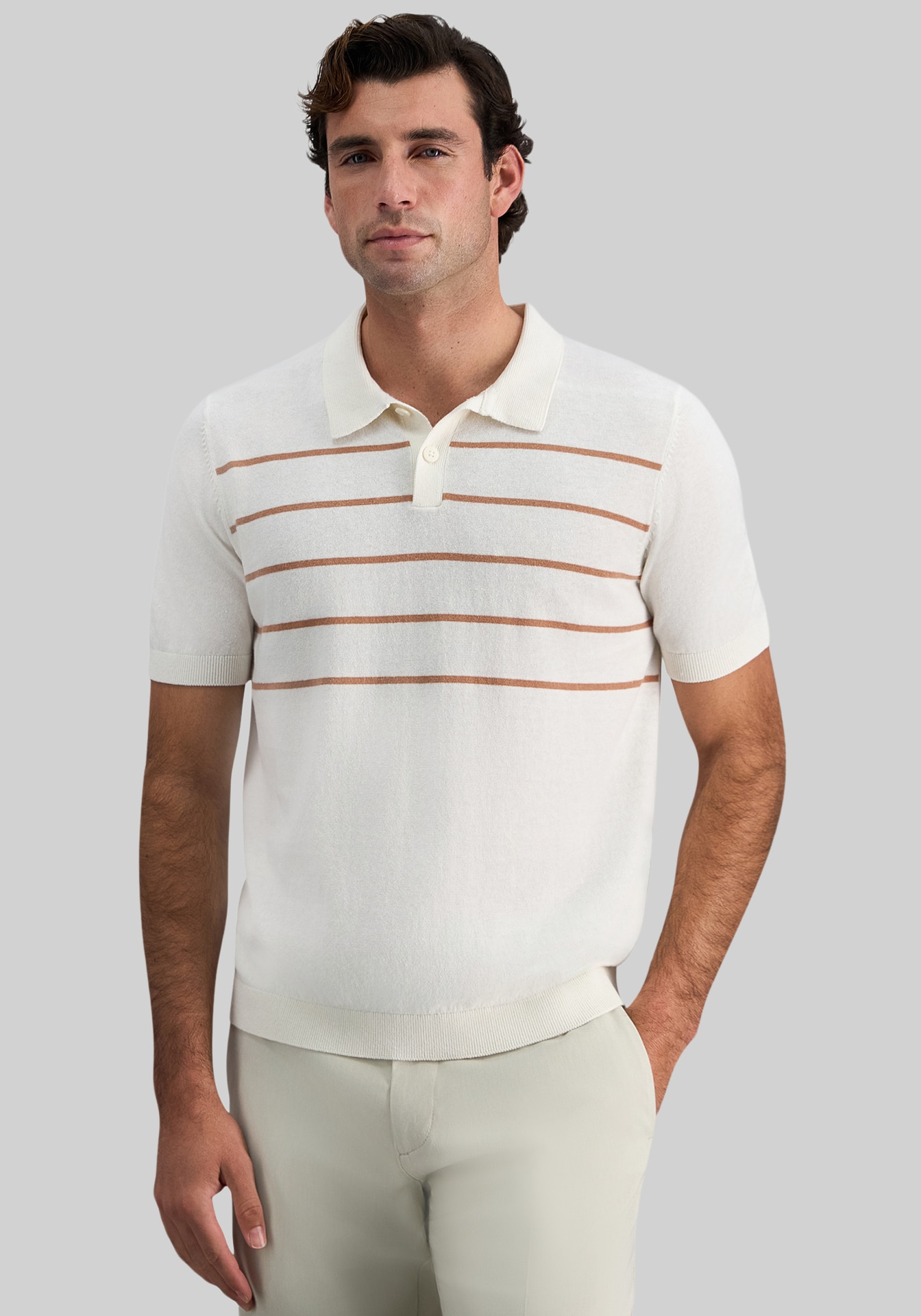 Men's Sweaters, Haggar Regular Fit Retro Stripe Knit Short Sleeve Polo Sweater - Jos A Bank