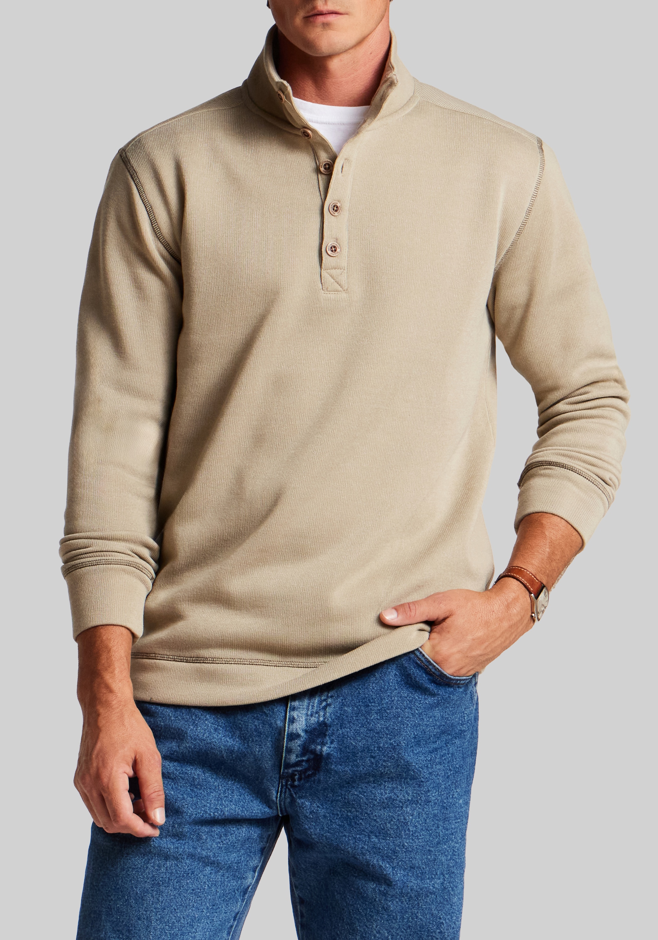 Men's Sale & Clearance, Weatherproof Vintage Sweaterfleece Quarter Zip Button Pullover - Jos A Bank