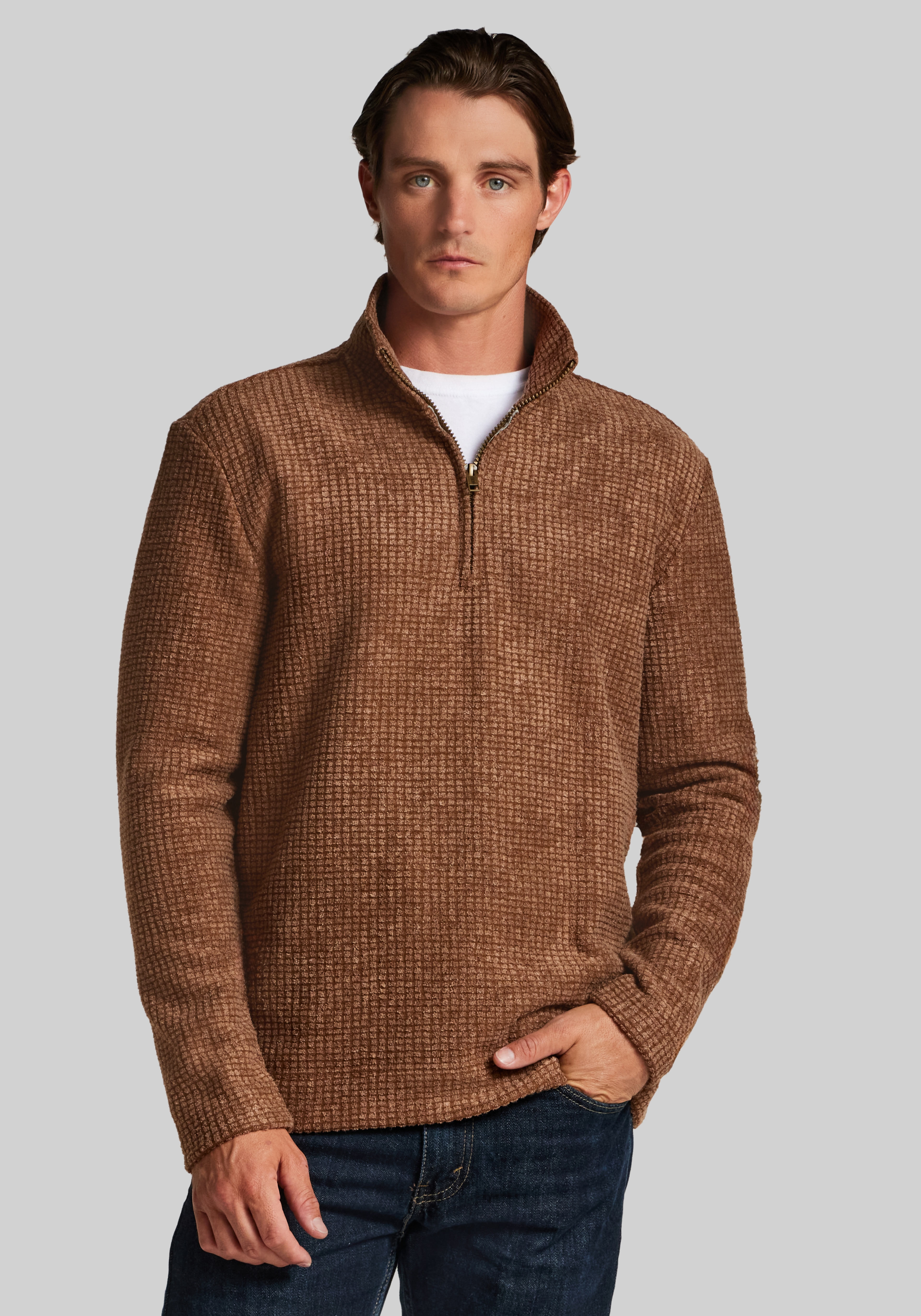 Weatherproof Vintage Soft Grid Quarter Zip Sweater
