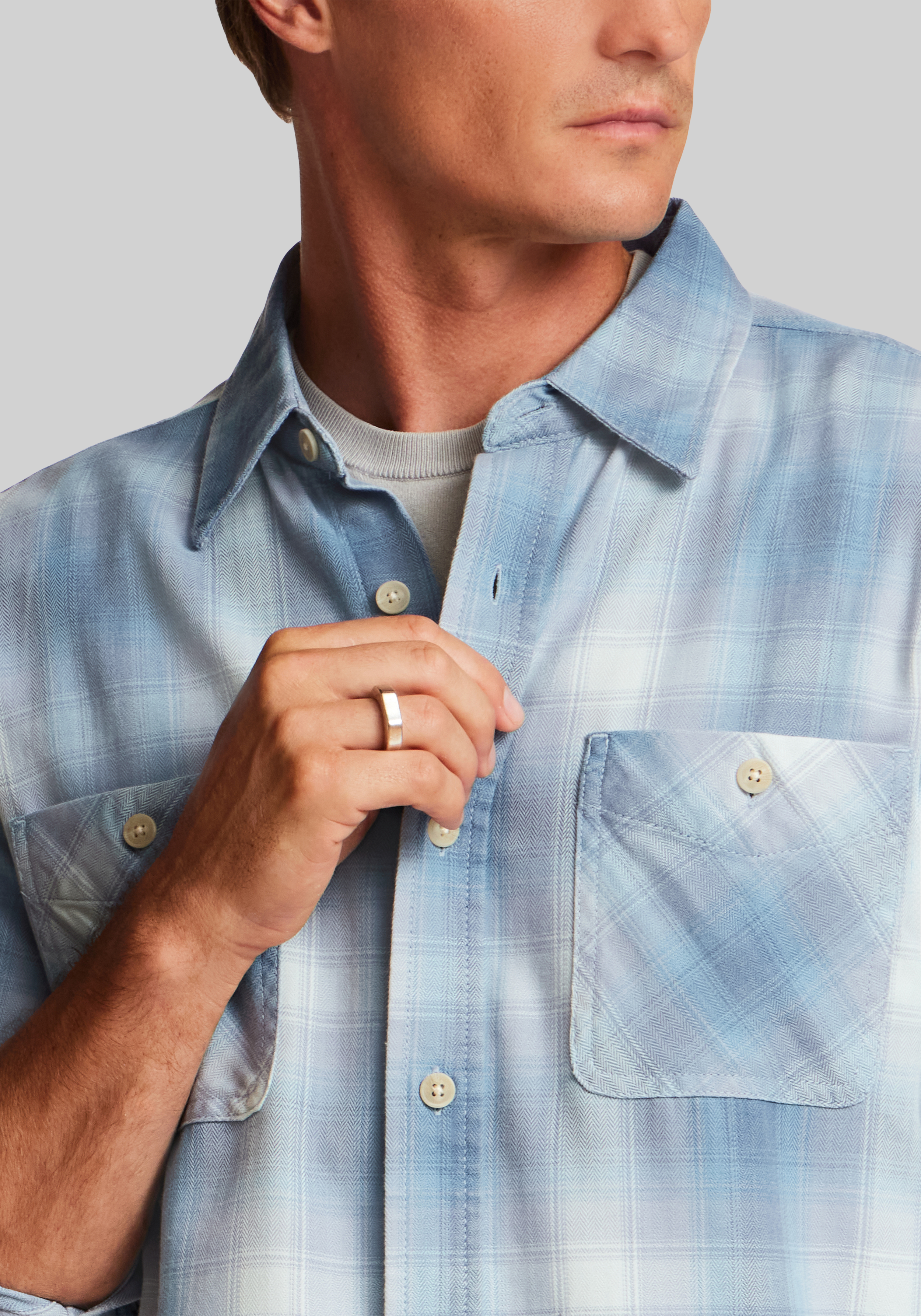 Weatherproof Vintage Traditional Fit Burnout Plaid Button Up Shirt