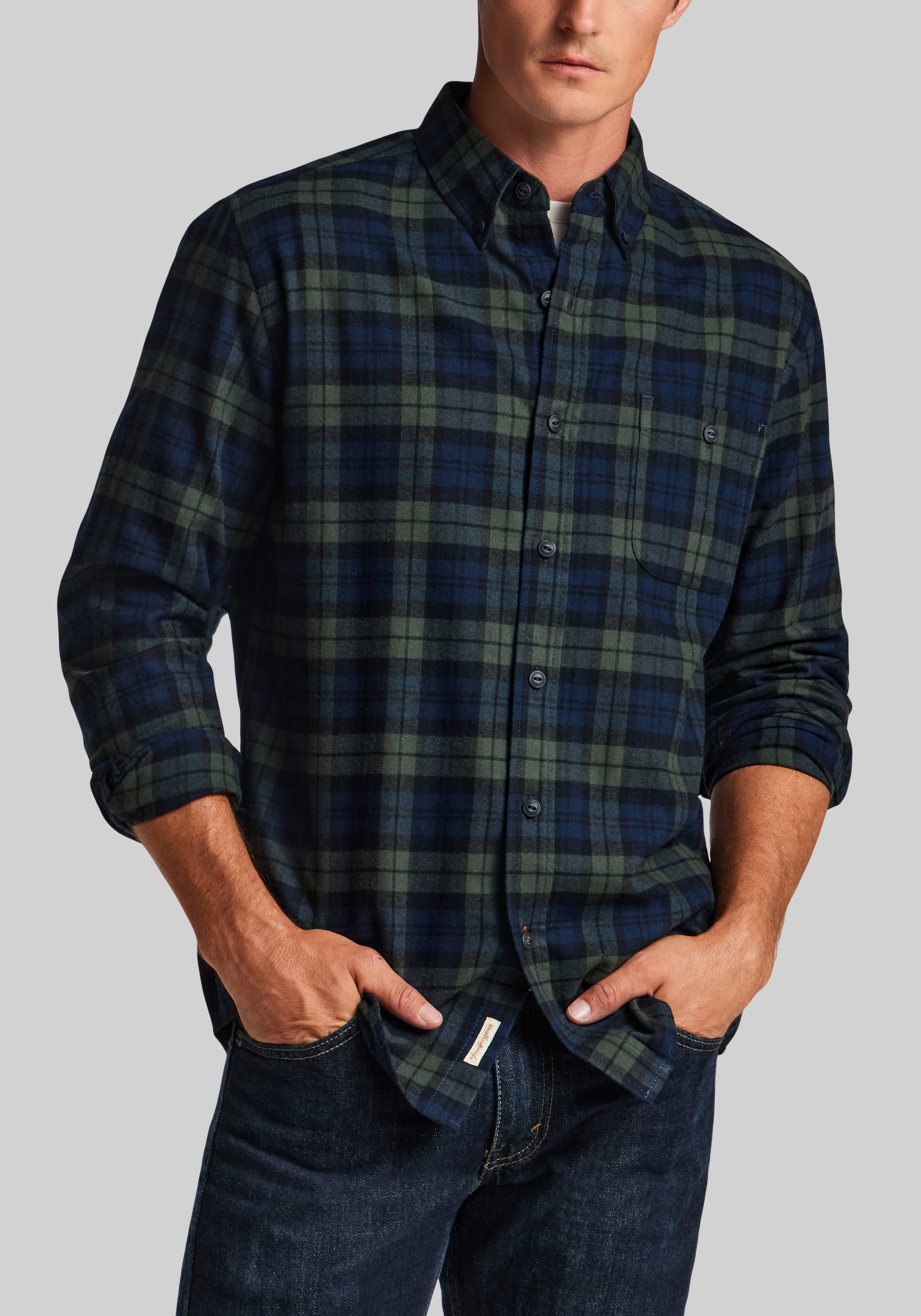 Men's Sale & Clearance, Weatherproof Vintage Traditional Fit Brushed Holiday Flannel Button Up Shirt - Jos A Bank