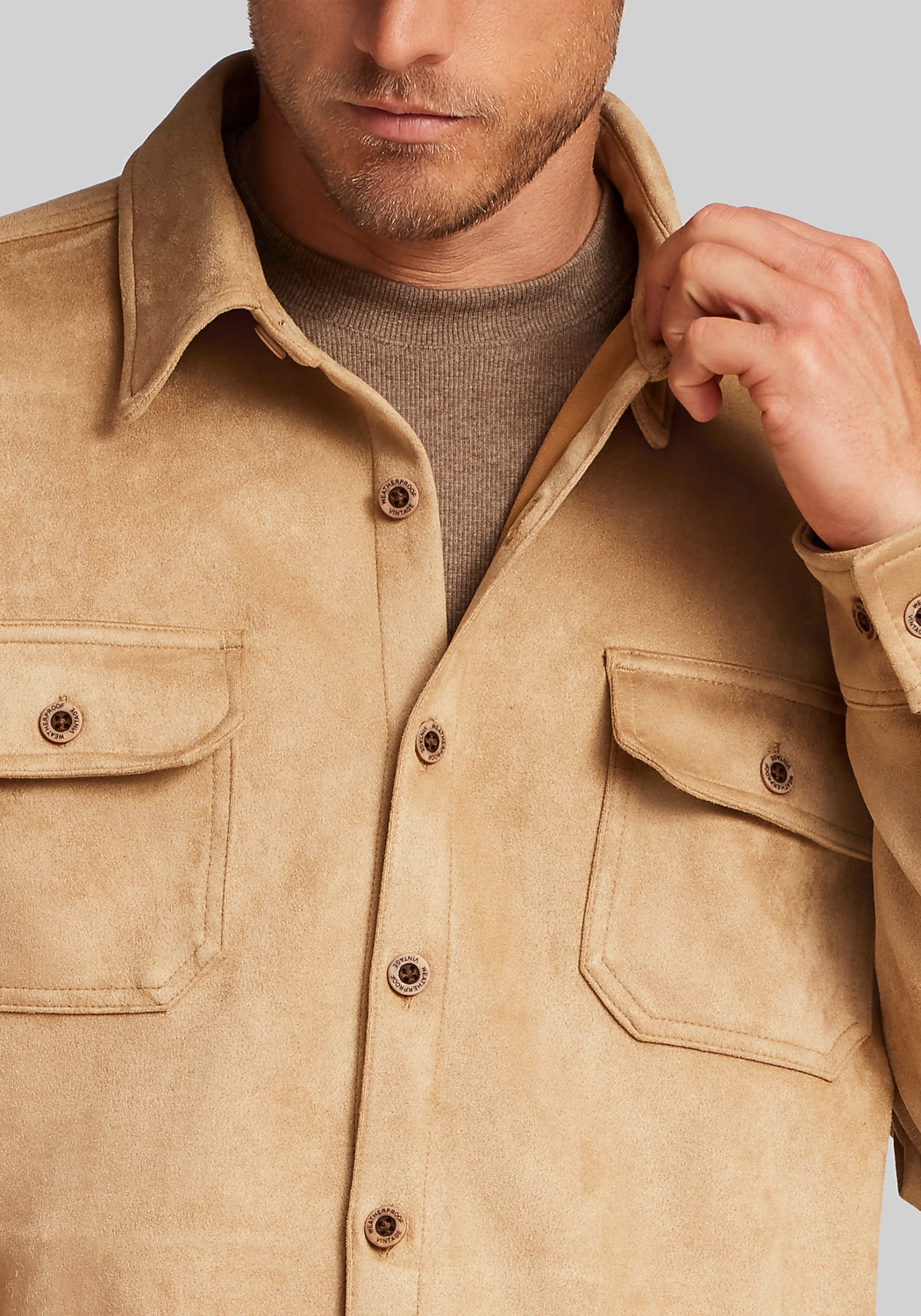 Weatherproof Vintage Traditional Fit Faux Suede Overshirt