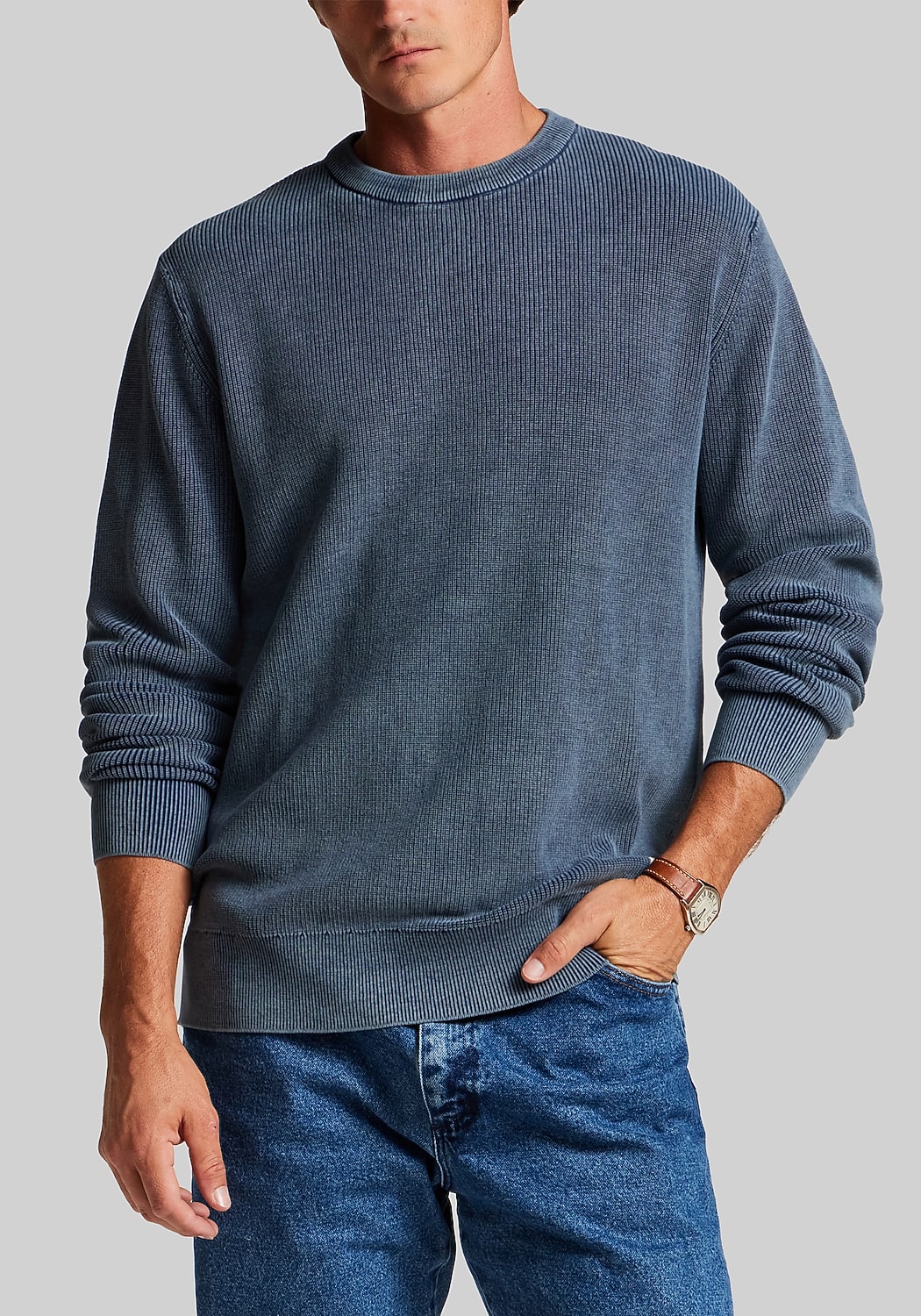 Weatherproof Vintage Traditional Fit Rib Knit Stonewash Sweater
