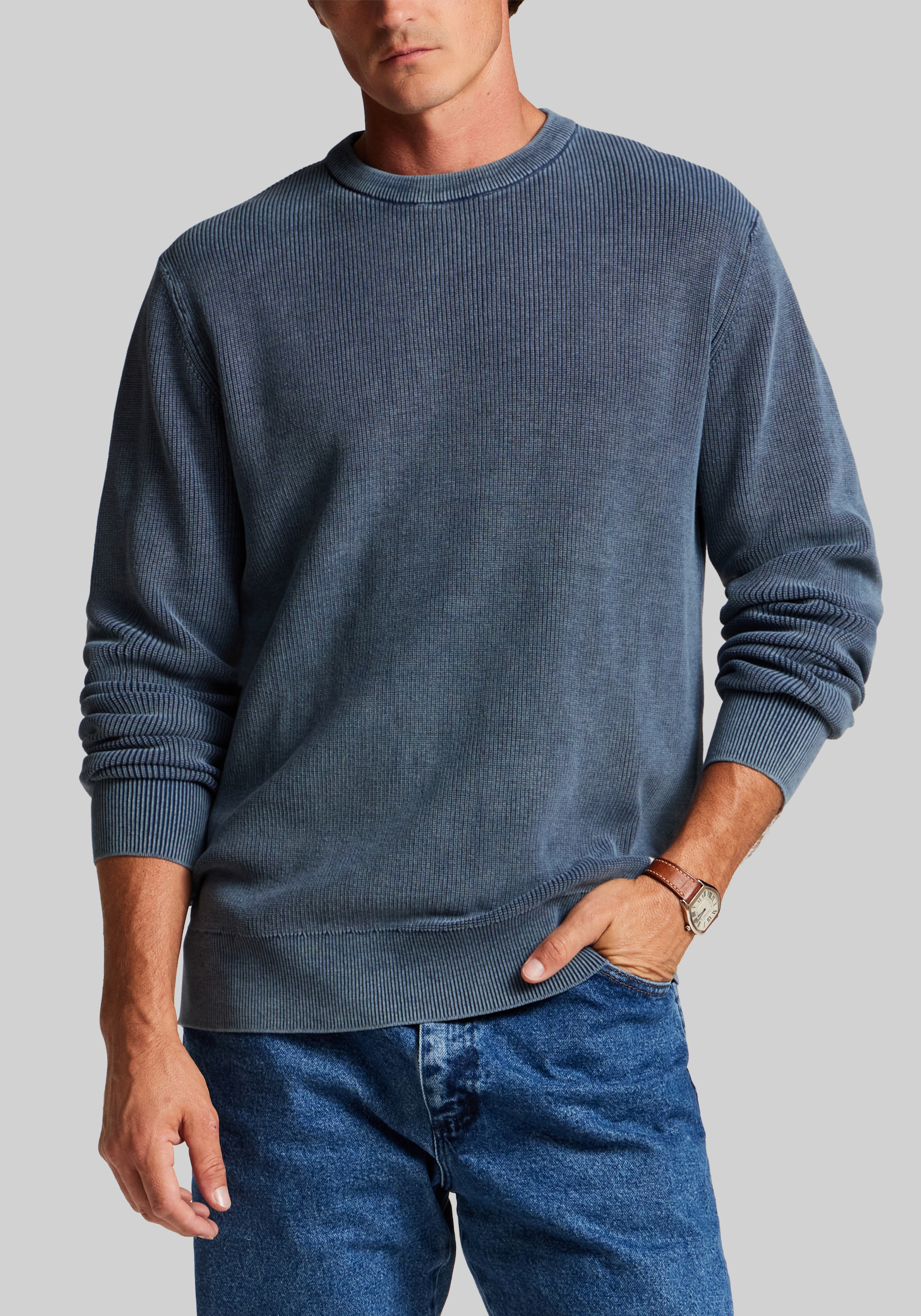 Weatherproof Vintage Traditional Fit Rib Knit Stonewash Sweater