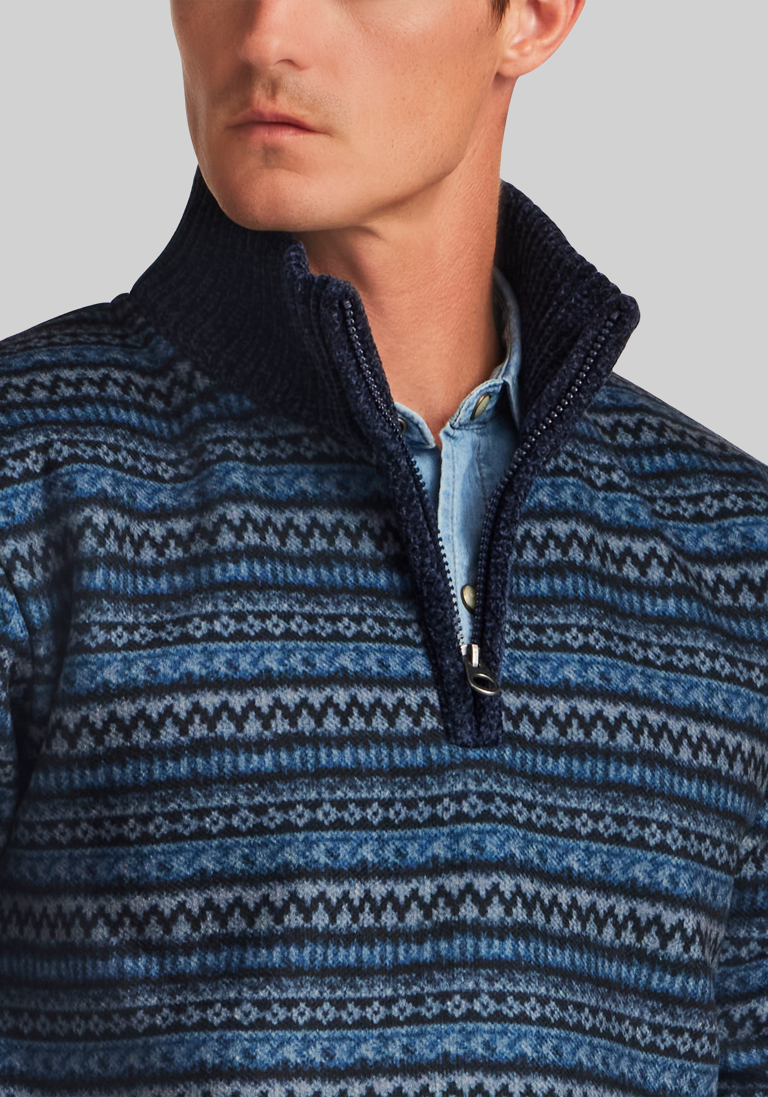 Men's Sweaters, Weatherproof Vintage Traditional Fit Chenille Nordic Quarter Zip Sweater - Jos A Bank