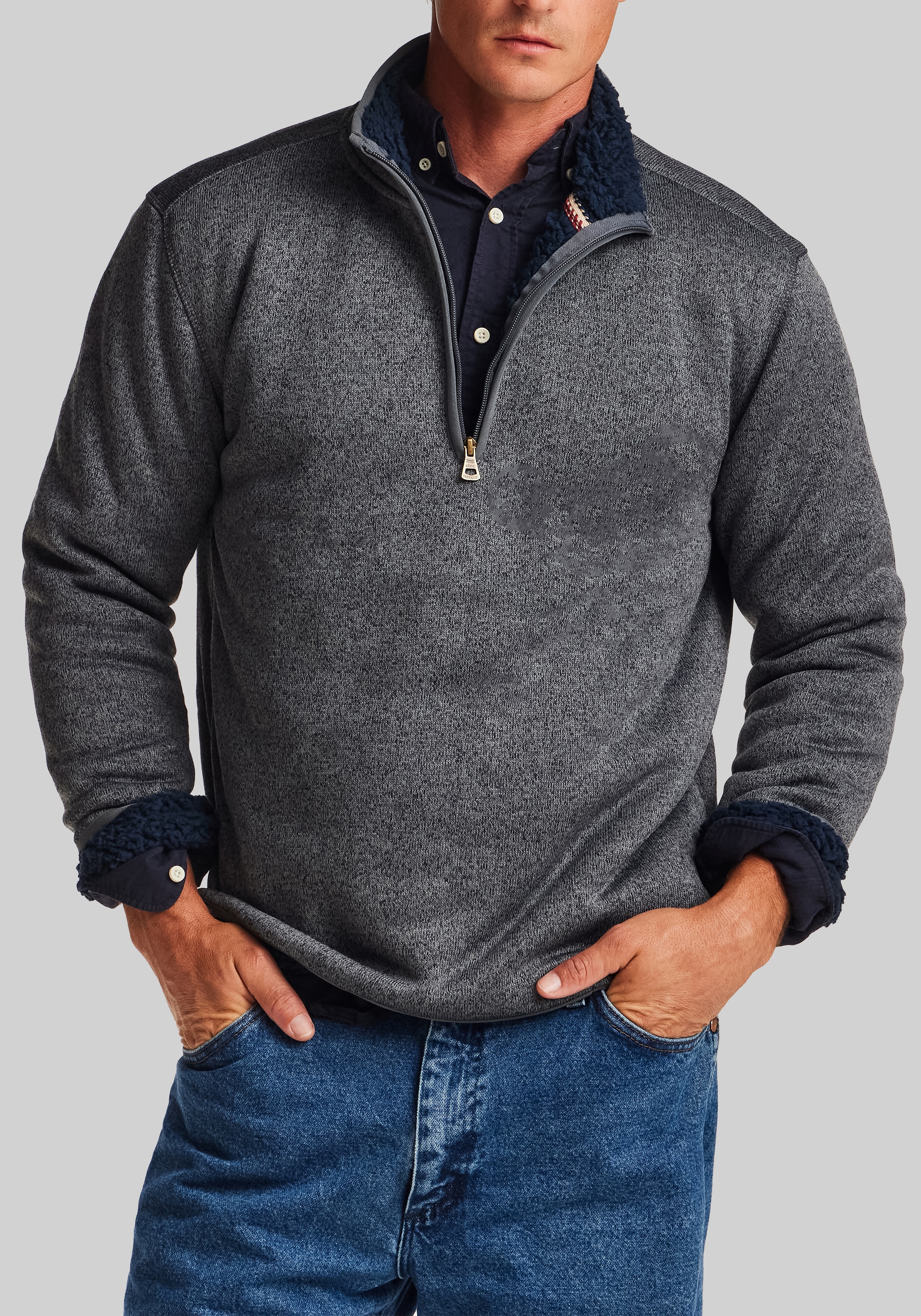 Men's Sweaters, Weatherproof Vintage Traditional Fit Sherpa-Lined Quarter-Zip Sweater - Jos A Bank