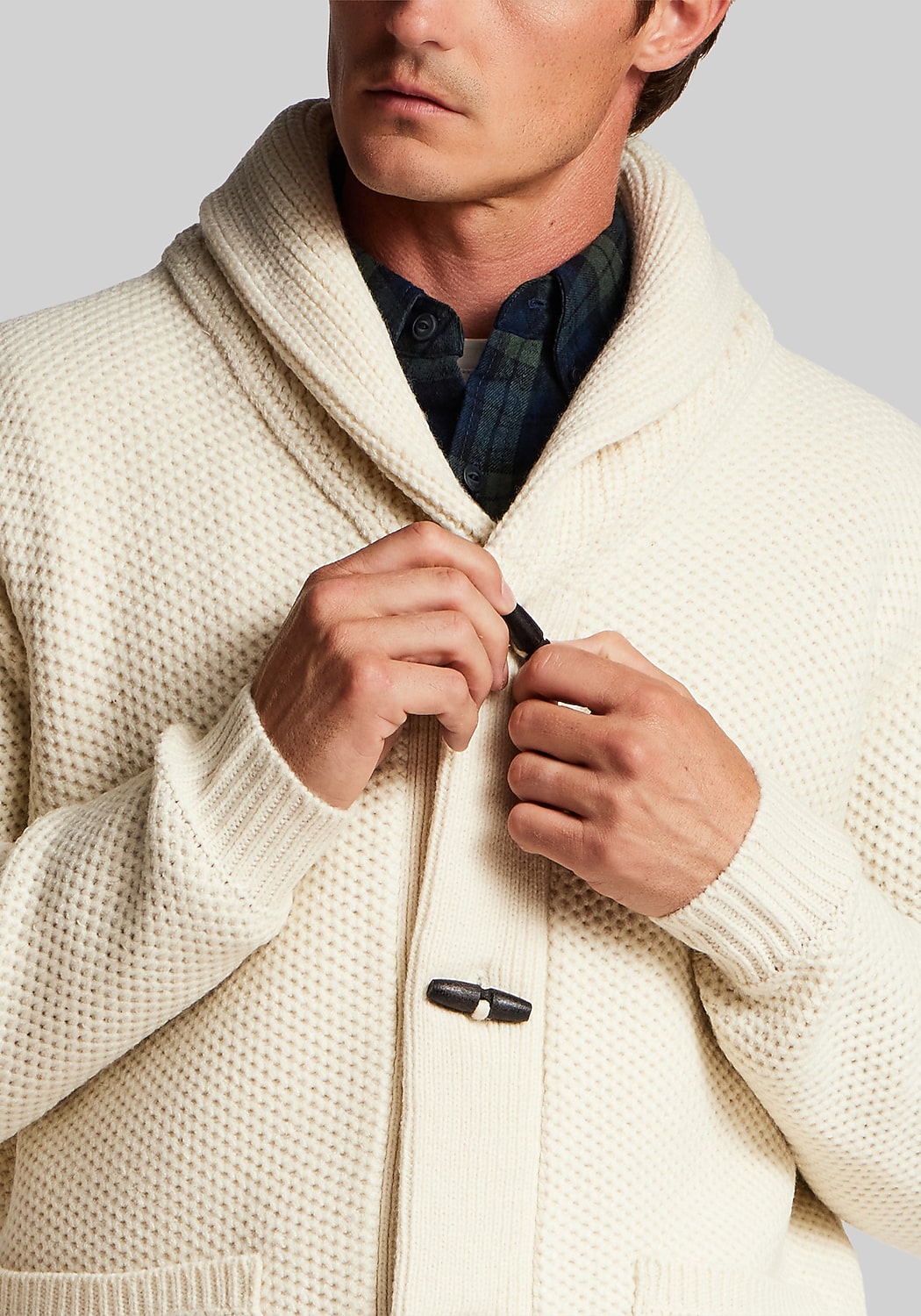 Weatherproof Vintage Traditional Fit Faux Sherpa-Lined Toggle Sweater Jacket