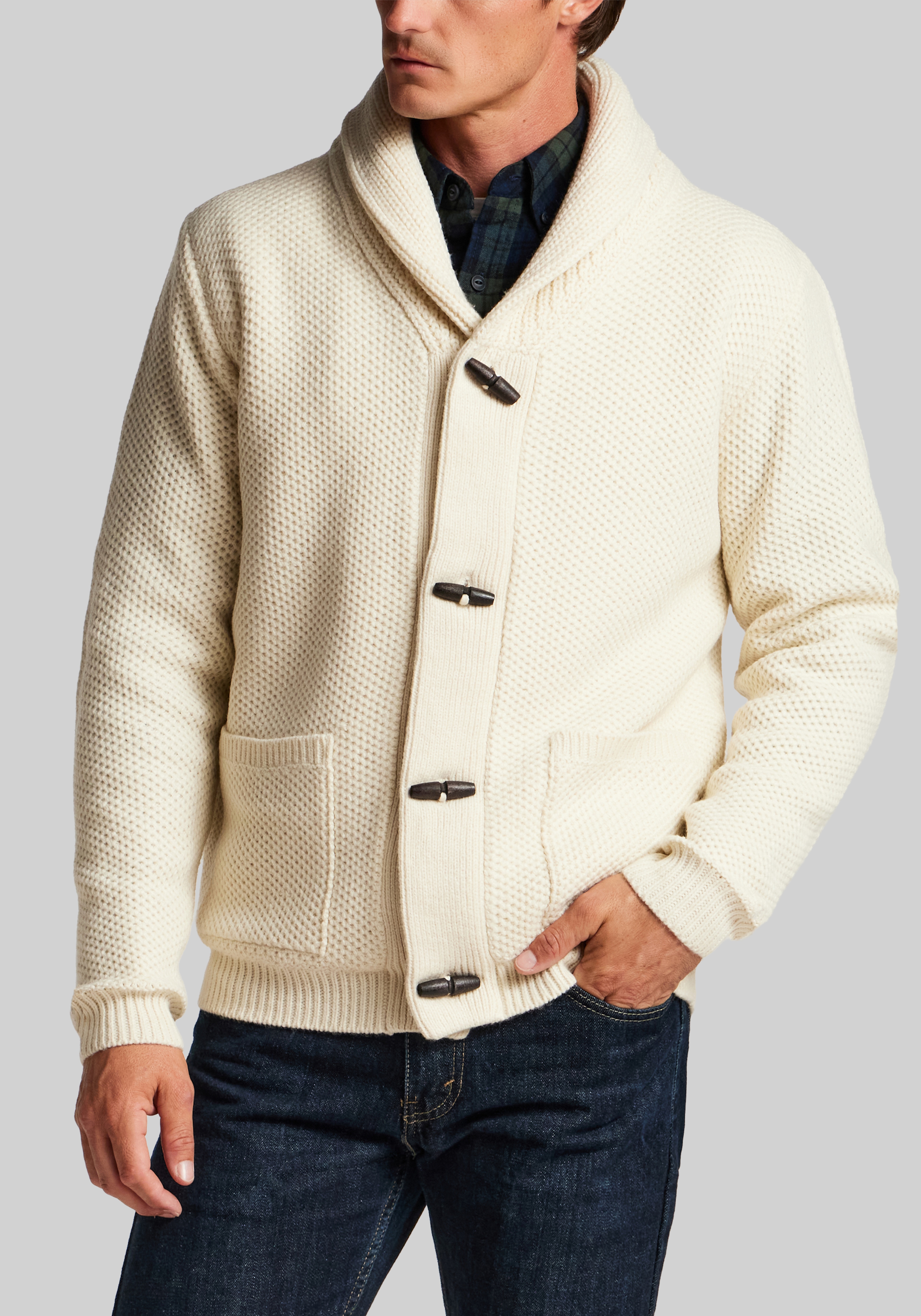 Weatherproof Vintage Traditional Fit Faux Sherpa-Lined Toggle Sweater Jacket