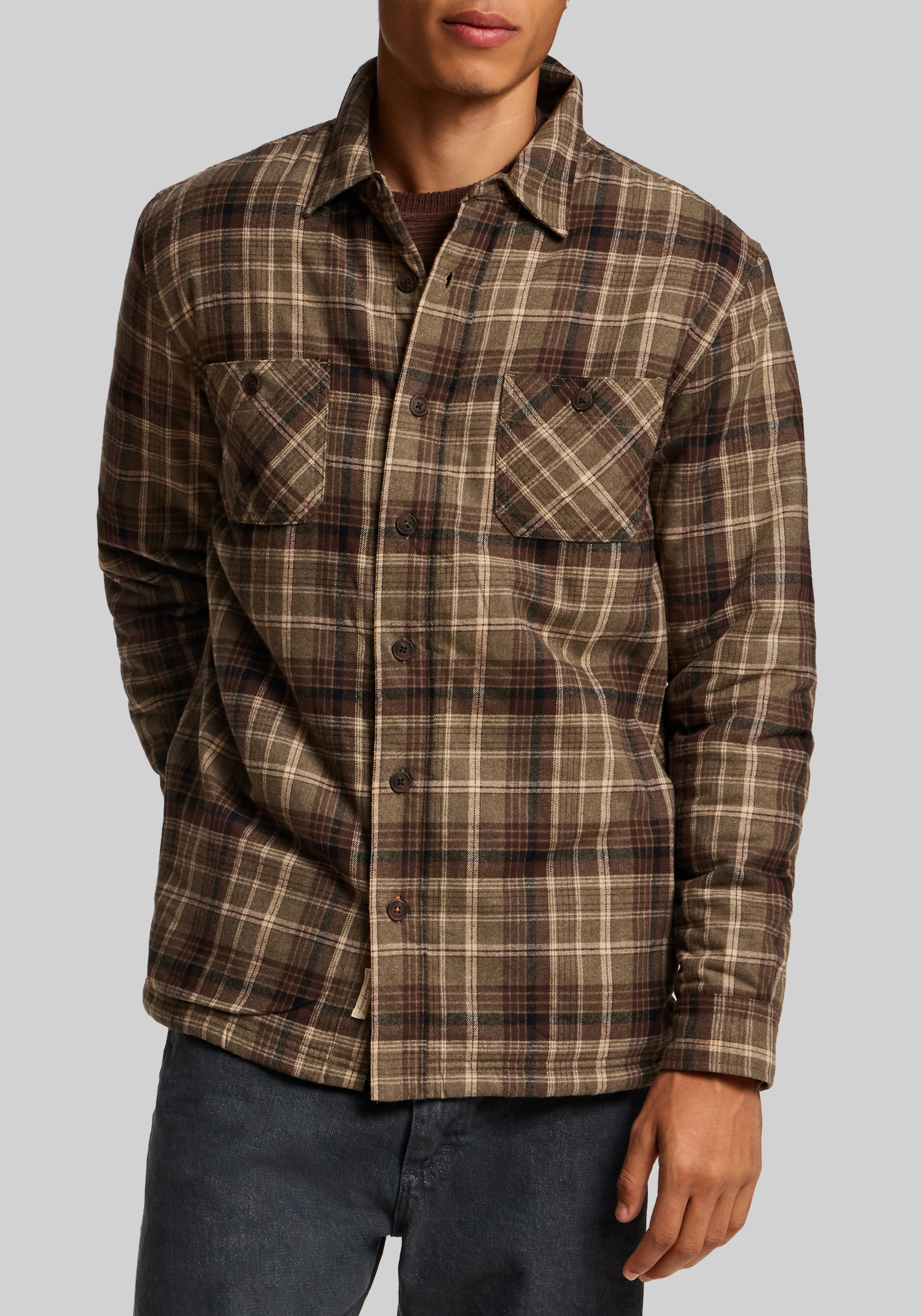 Weatherproof Vintage Traditional Fit Plaid Sherpa Lined Shirt Jacket