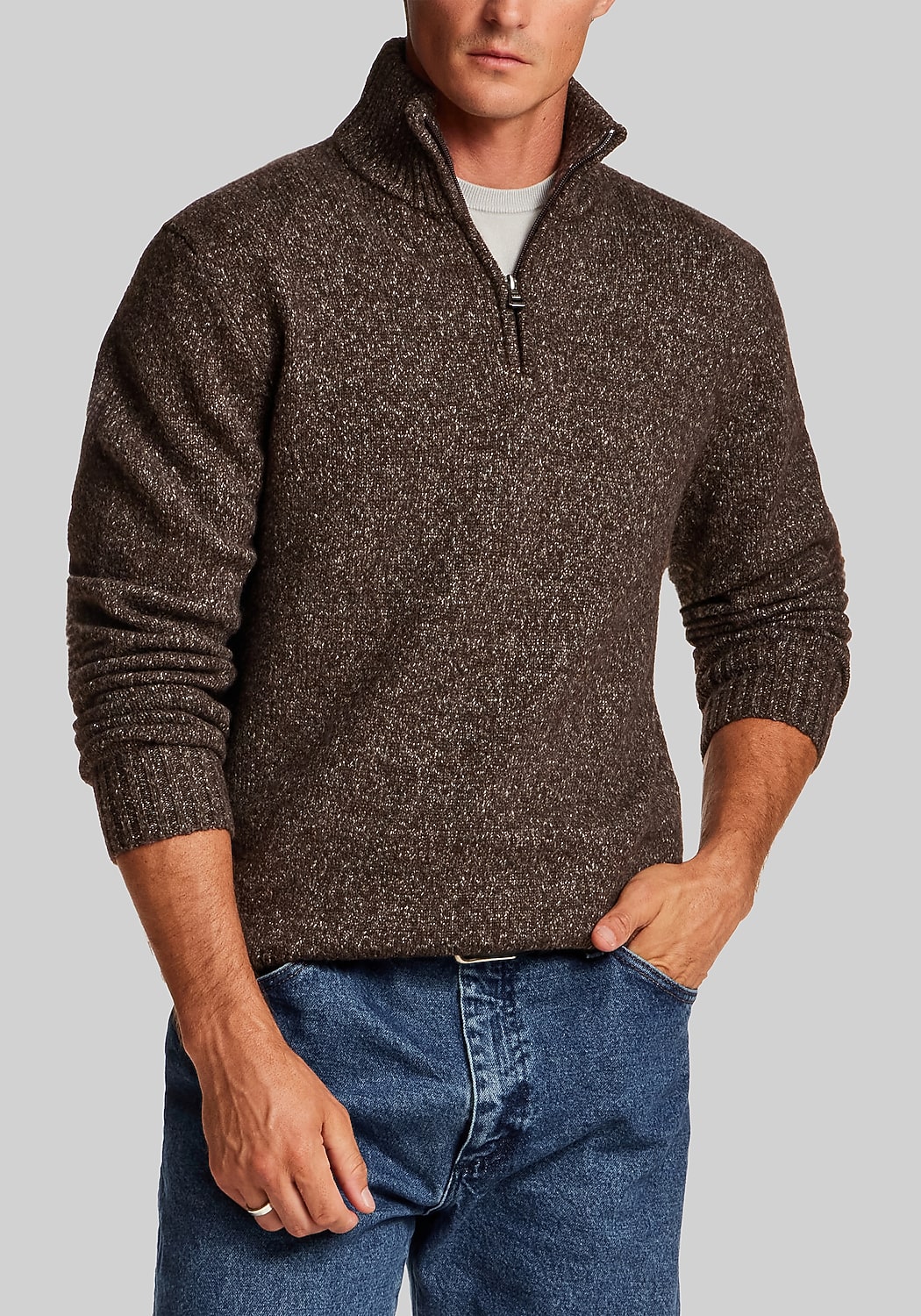 Weatherproof Vintage Traditional Fit Fuzzy Quarter-Zip Sweater
