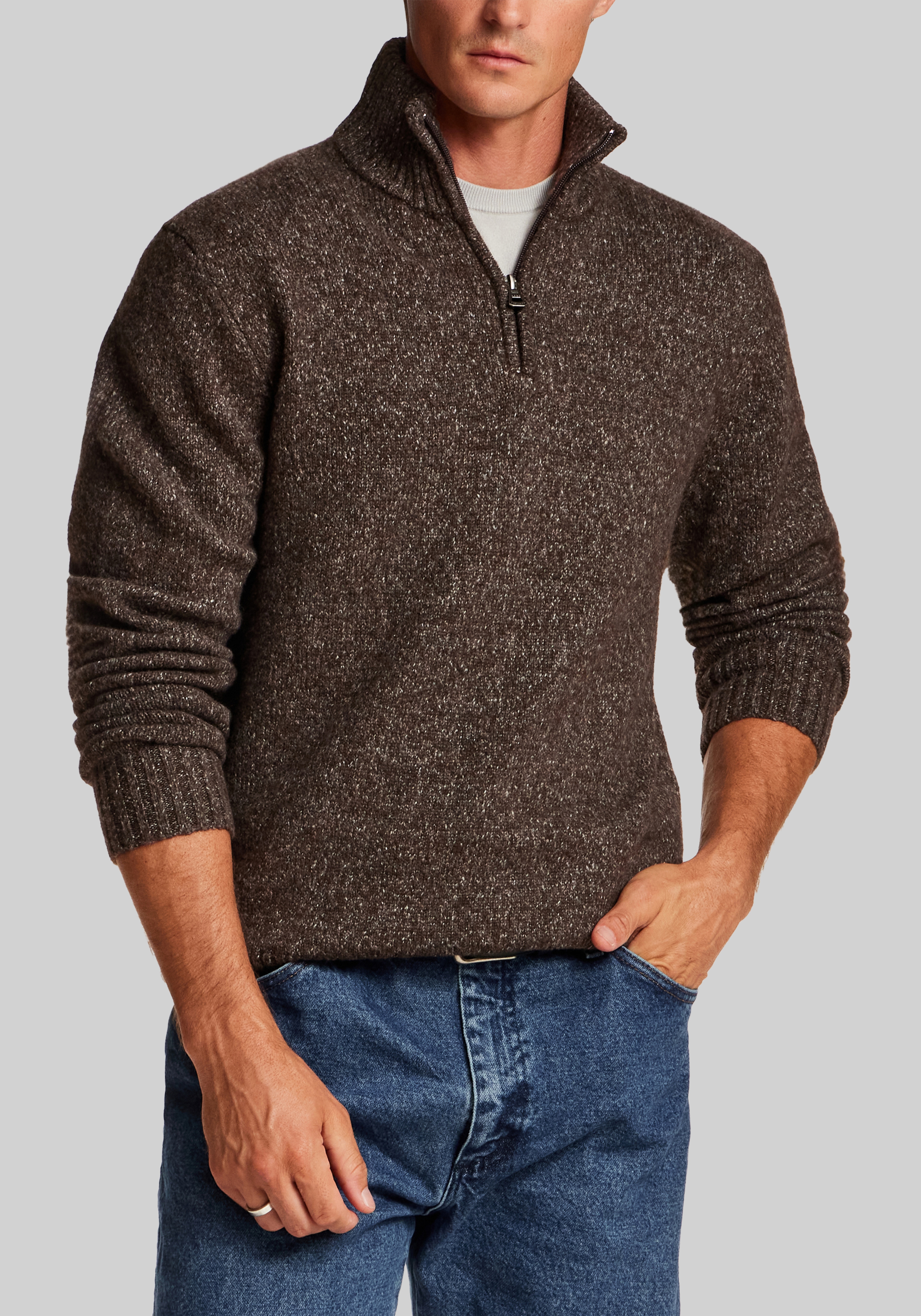 Weatherproof Vintage Traditional Fit Fuzzy Quarter-Zip Sweater
