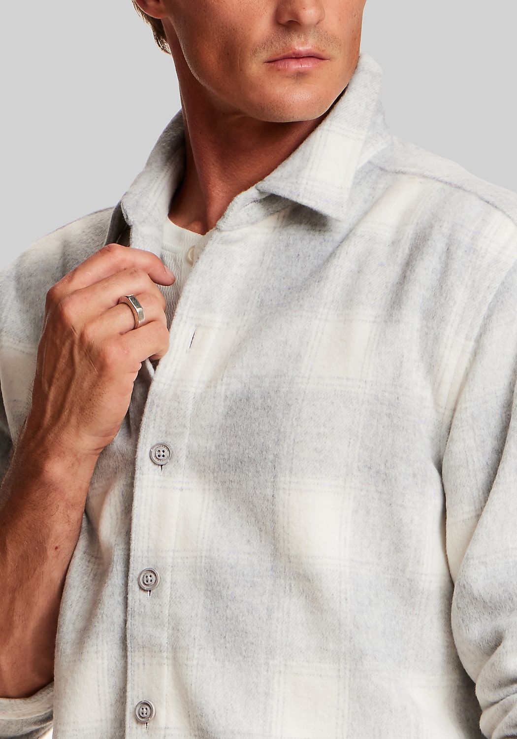 Vintage & Black Traditional Fit Brushed Plaid Overshirt