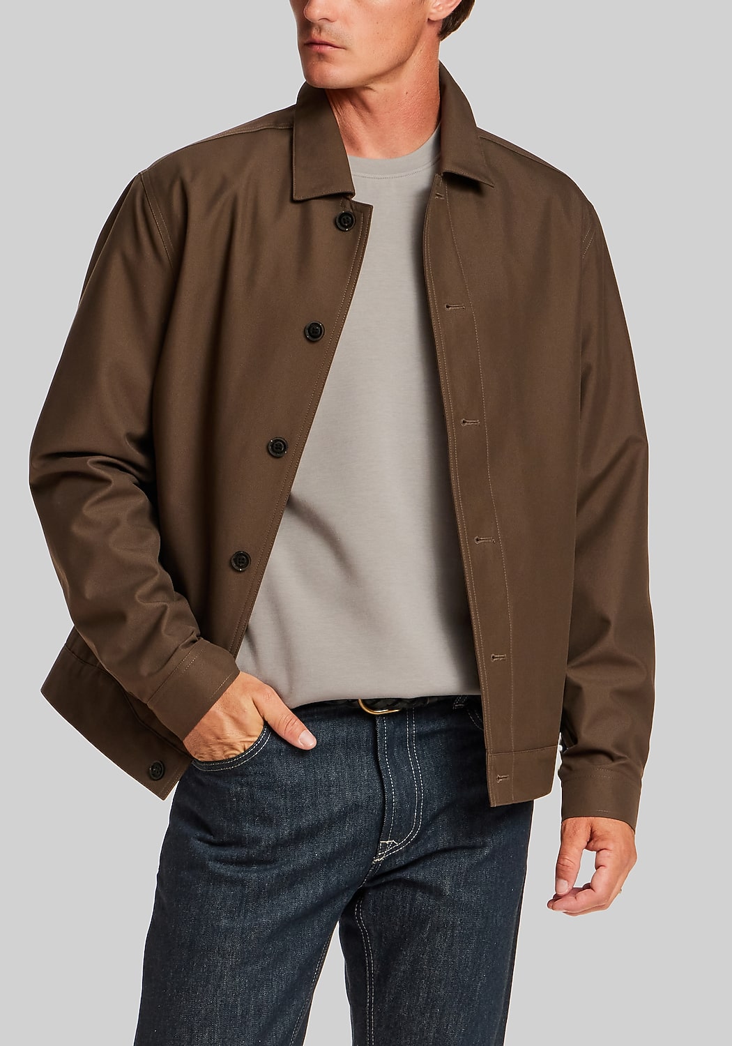Vintage & Black Traditional Fit Performance Canvas Trucker Jacket