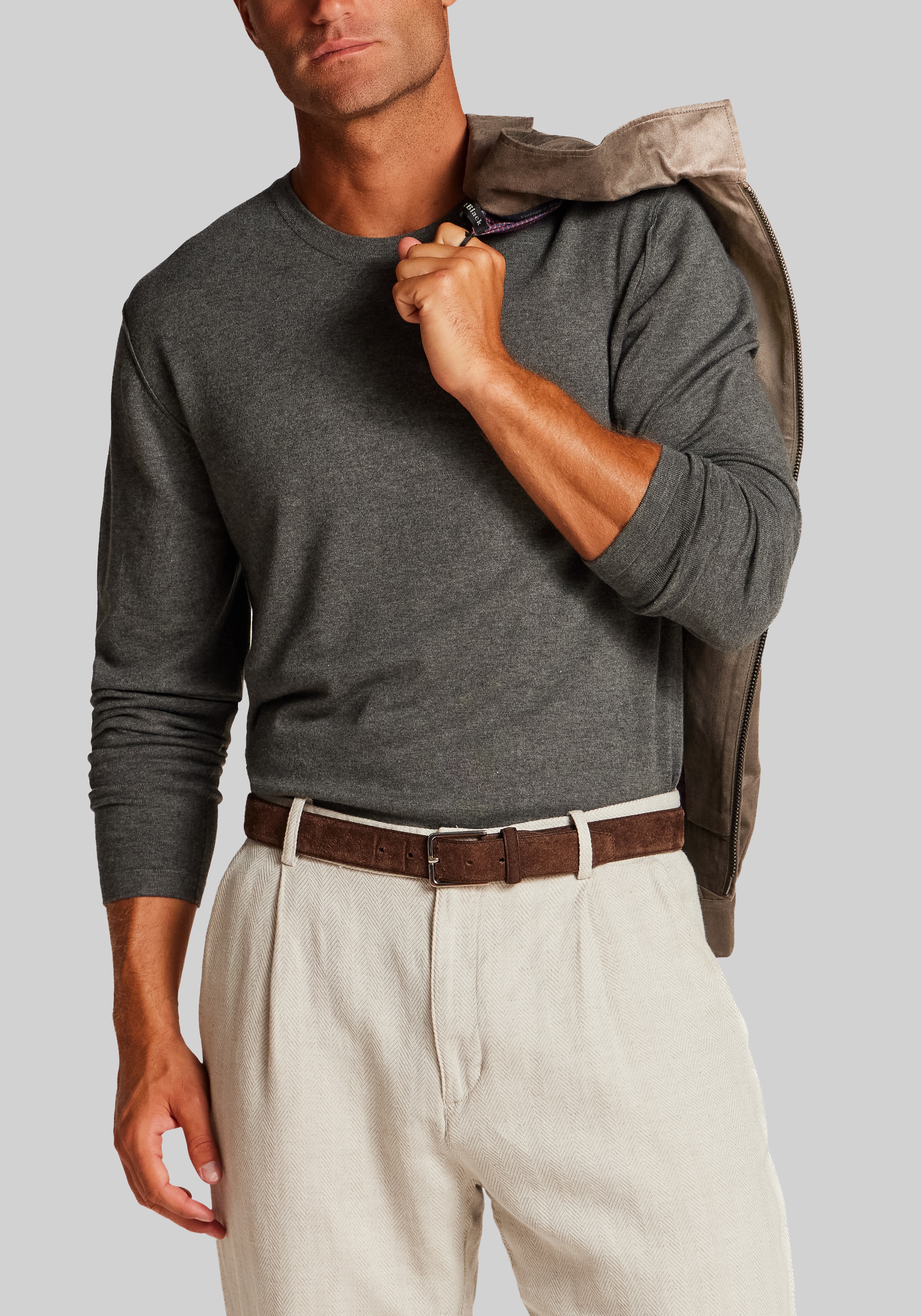 Men's Sweaters, Vintage & Black Traditional Fit Stretch Crew Neck Pullover - Jos A Bank