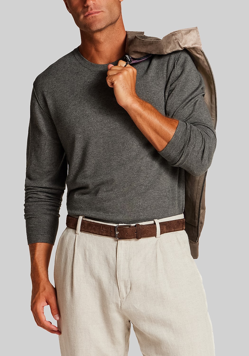 Vintage & Black Traditional Fit Stretch Crew Neck Pullover