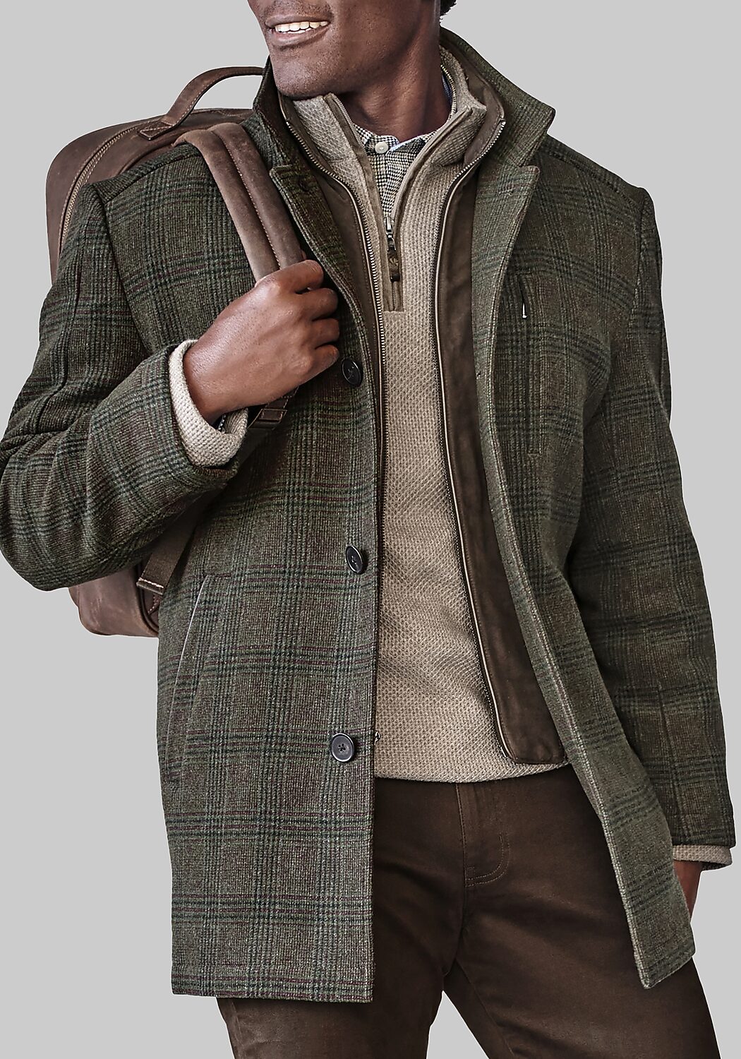 Johnston & Murphy Tailored Fit Upton Wool-Blend Carcoat