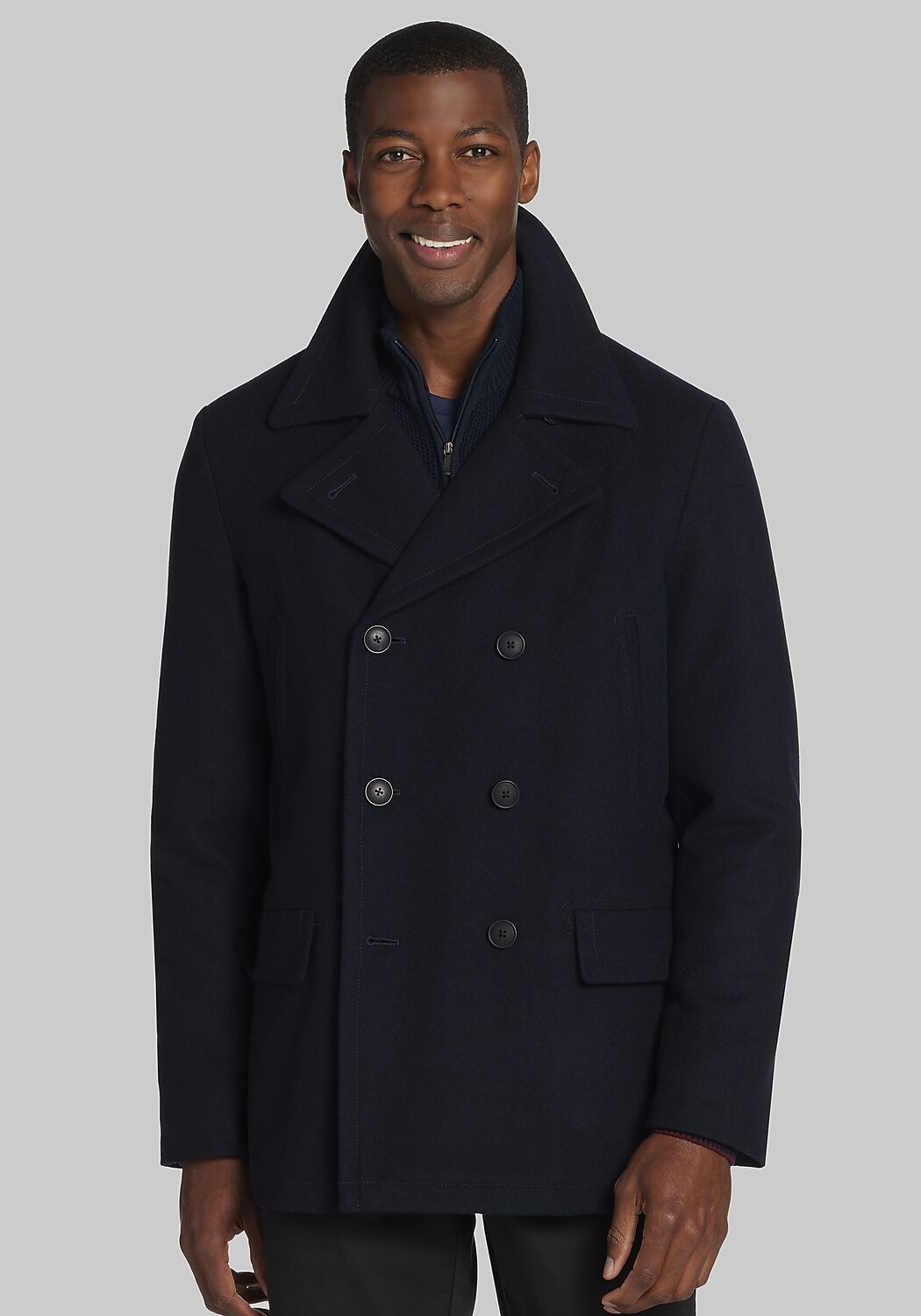 Jos. A. Bank Tailored Fit Melton Peacoat CLEARANCE Jos. A. Bank