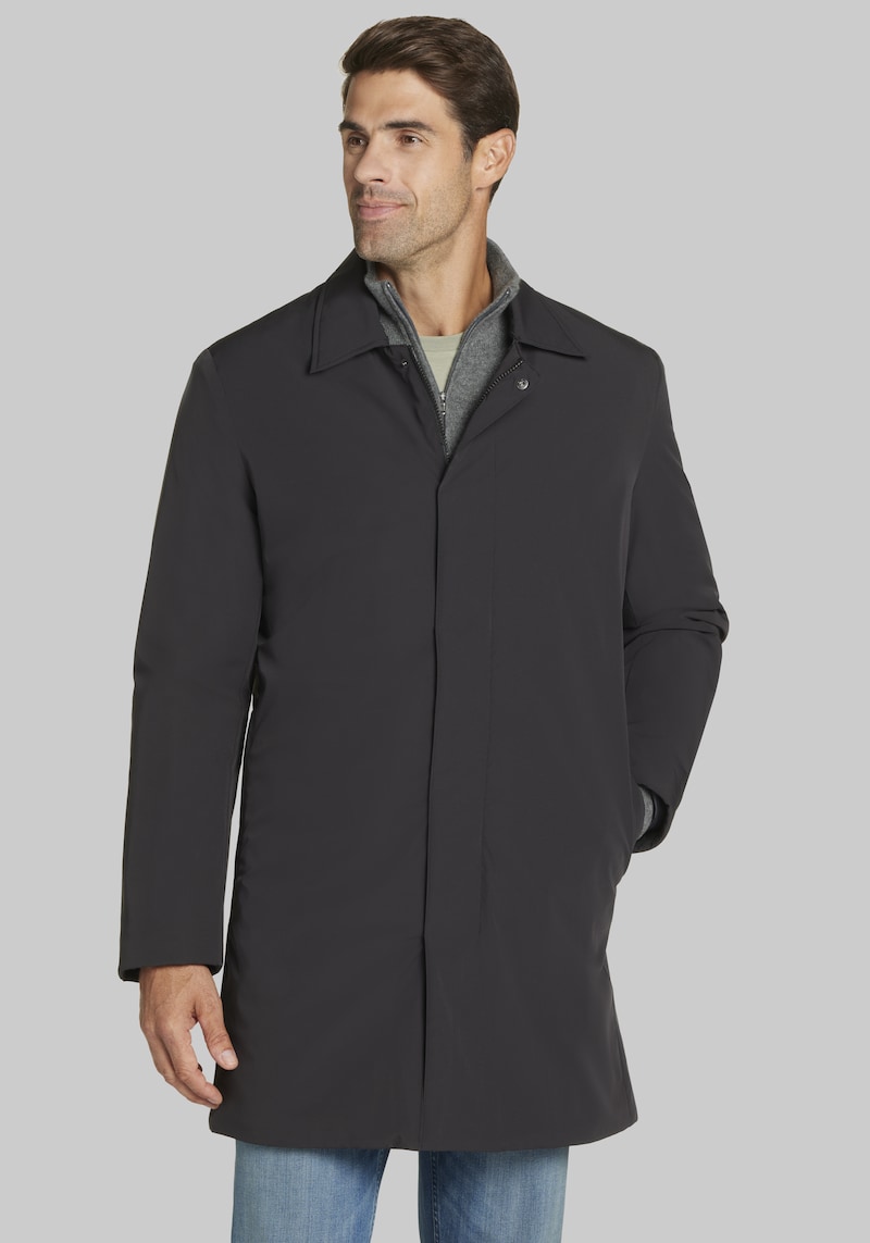 Men's Traveler Collection Tailored Fit Light Coat at Jos. A. Bank, Black, Size Large - Outerwear